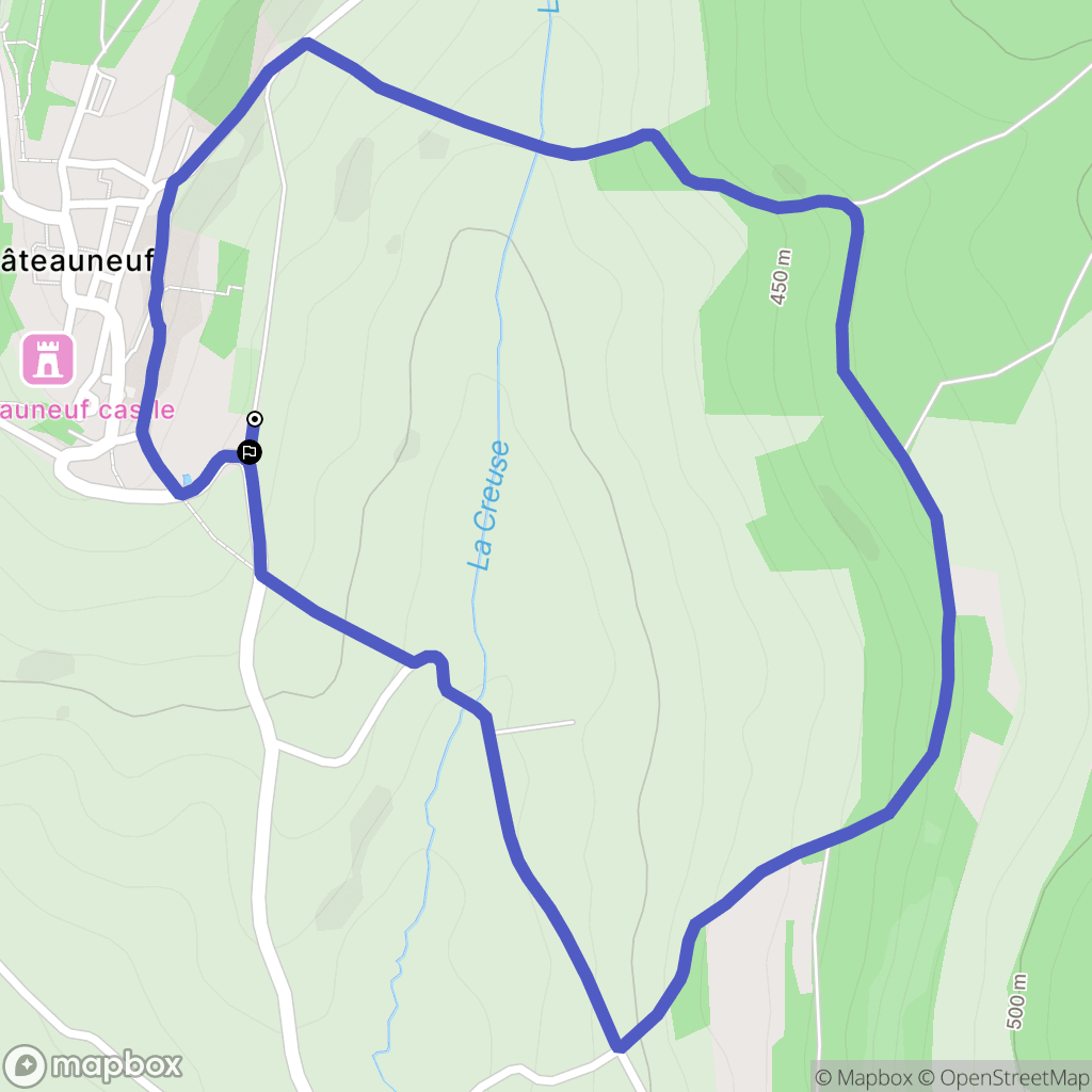 Châteauneuf-en-Auxois : carte du parcours de randonnée - France