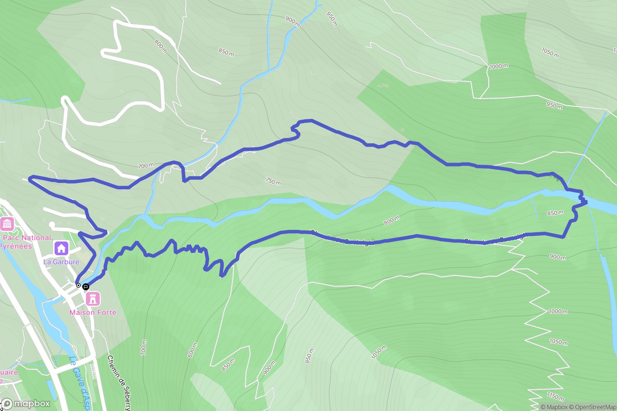 Etsaut : carte du parcours de randonnée - France