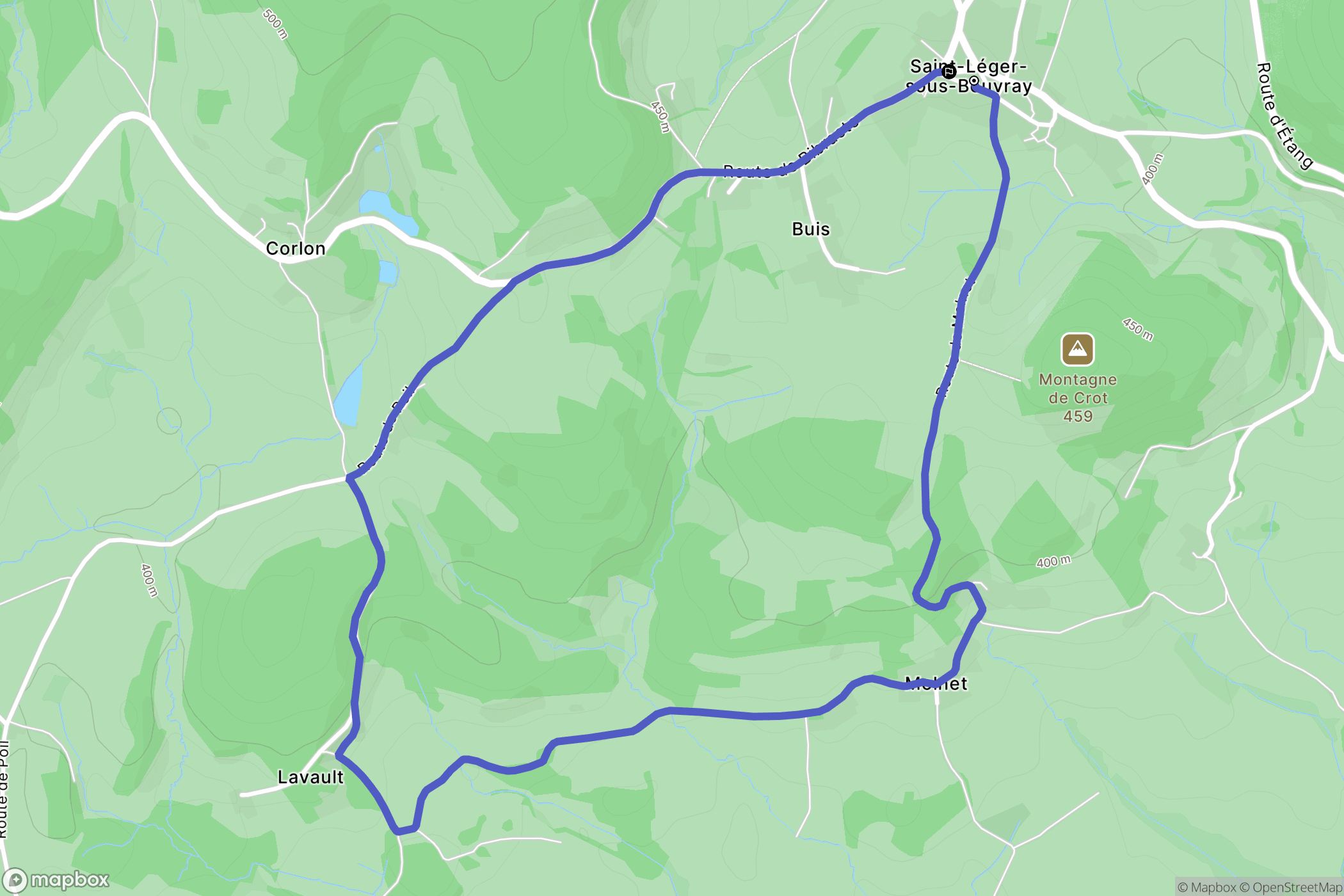 Saint-Léger-sous-Beuvray : carte du parcours de randonnée - France