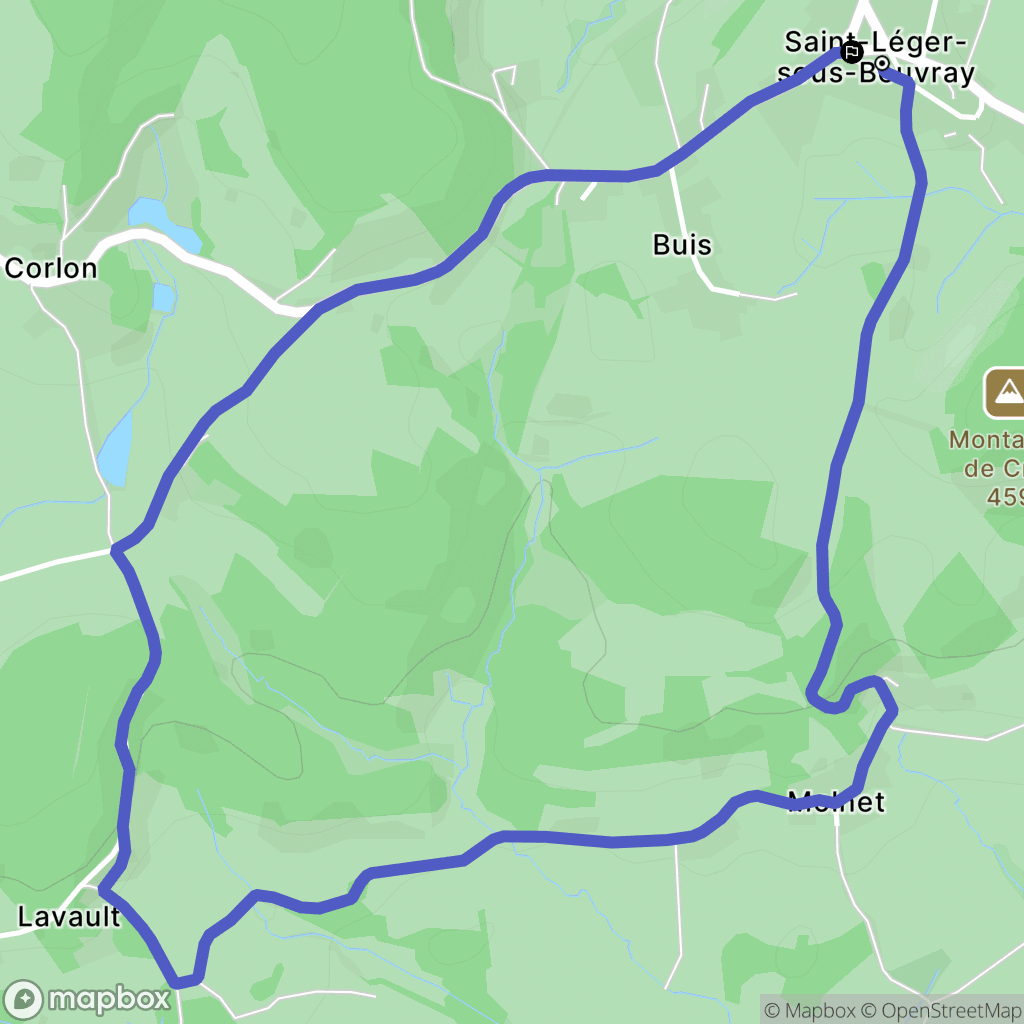 Saint-Léger-sous-Beuvray : carte du parcours de randonnée - France