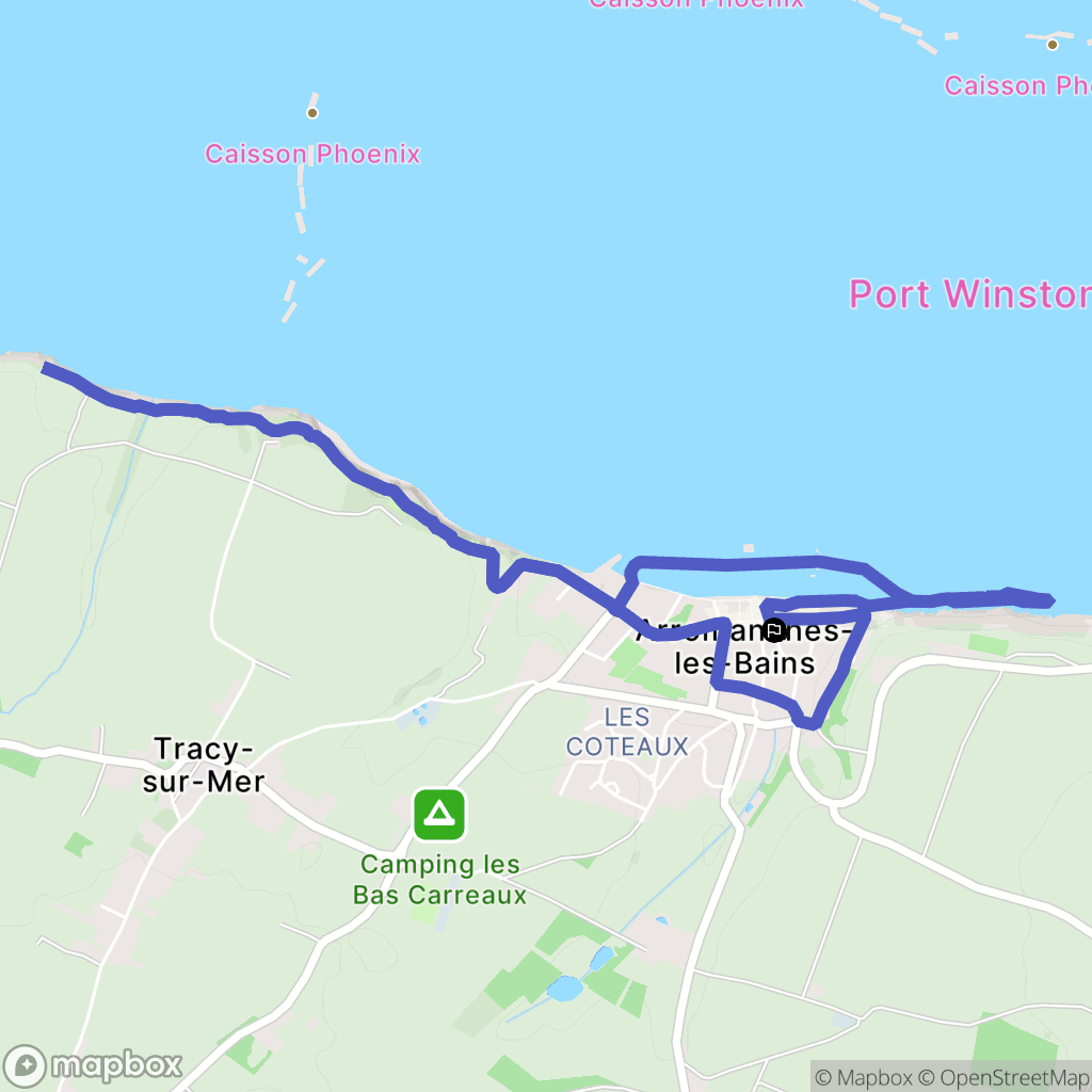 Arromanches-les-Bains : carte du parcours de randonnée - France