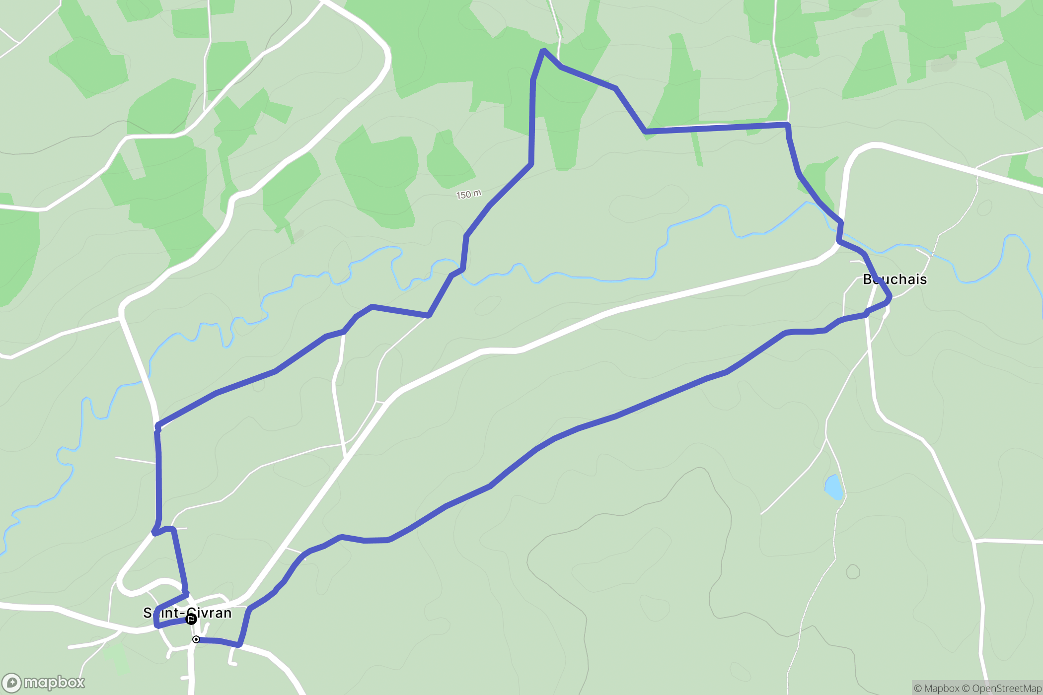 Saint-Civran : carte du parcours de randonnée - France