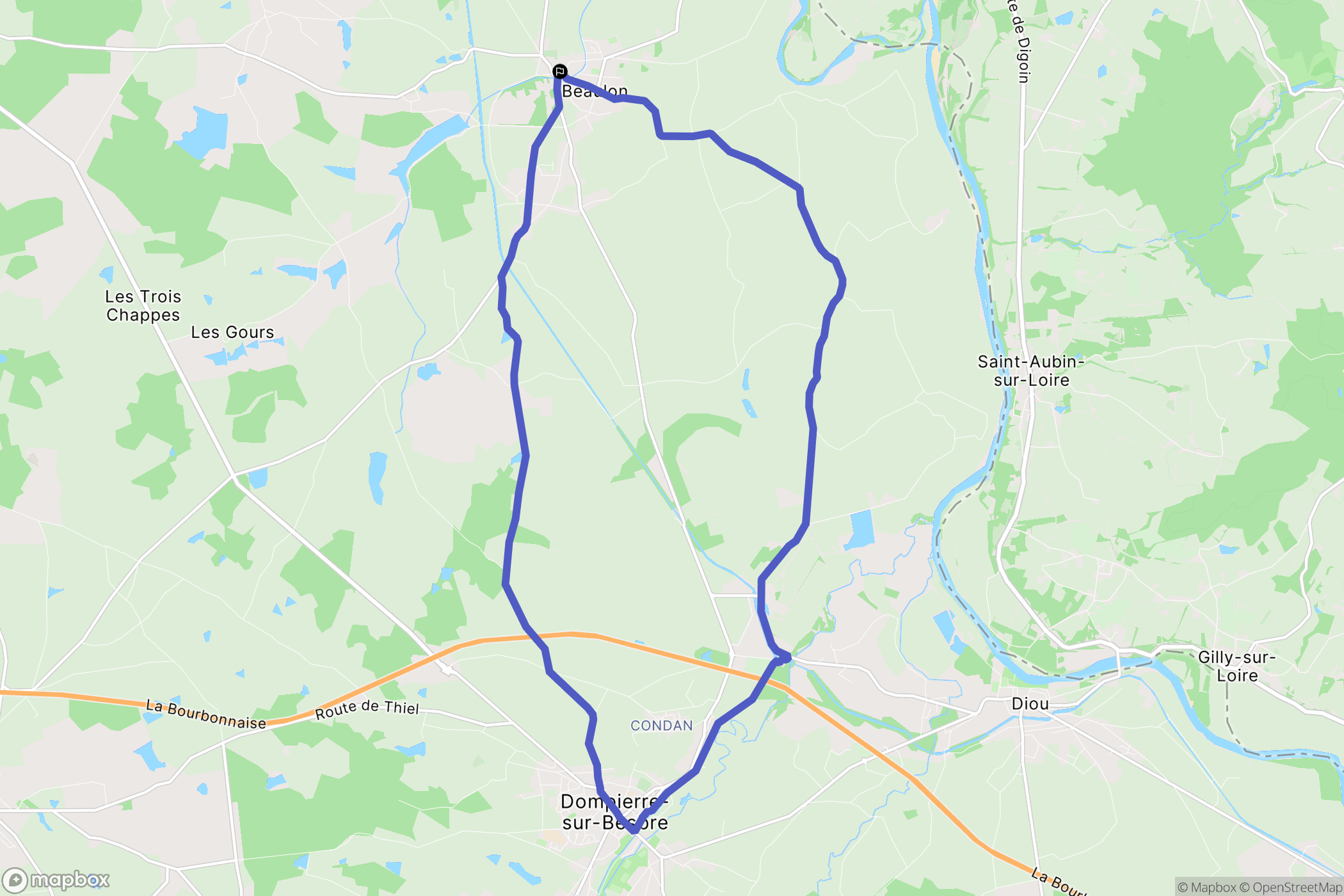 Beaulon : carte du parcours de randonnée - France
