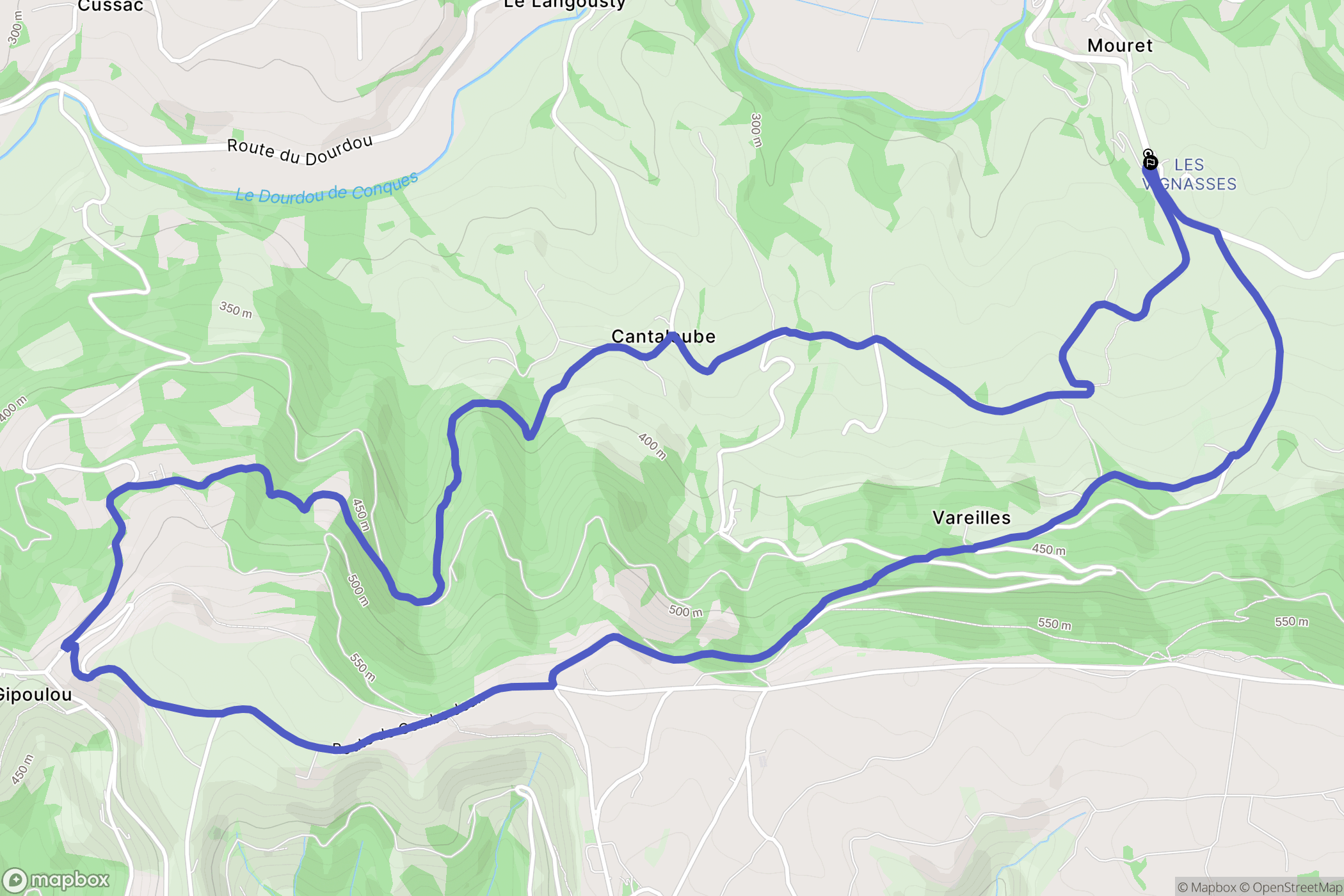 Mouret : carte du parcours de randonnée - France