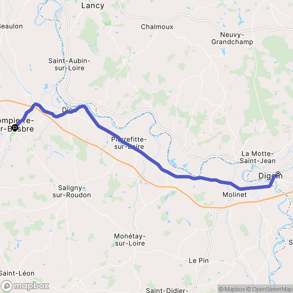 Digoin : carte du parcours de randonnée - France