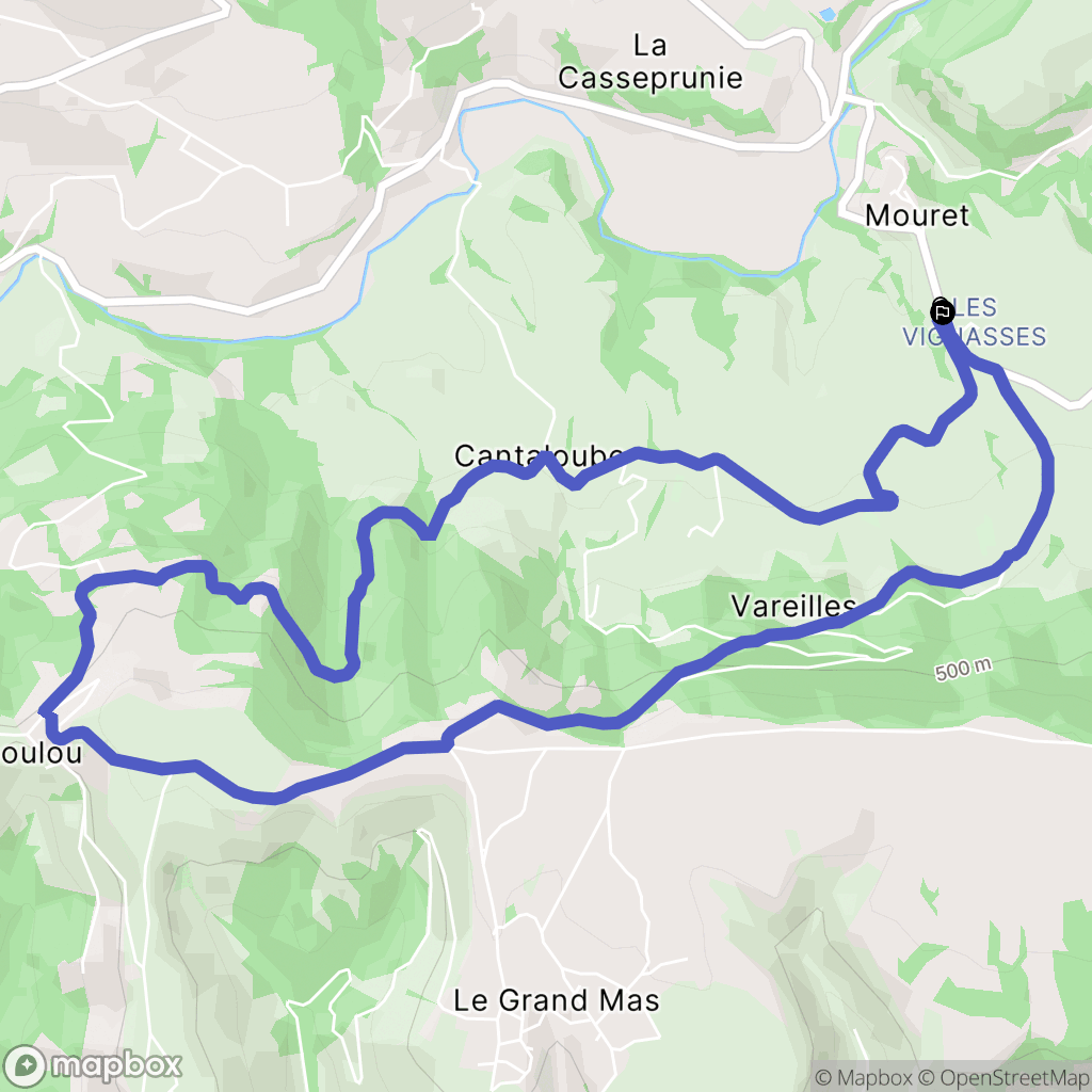 Mouret : carte du parcours de randonnée - France