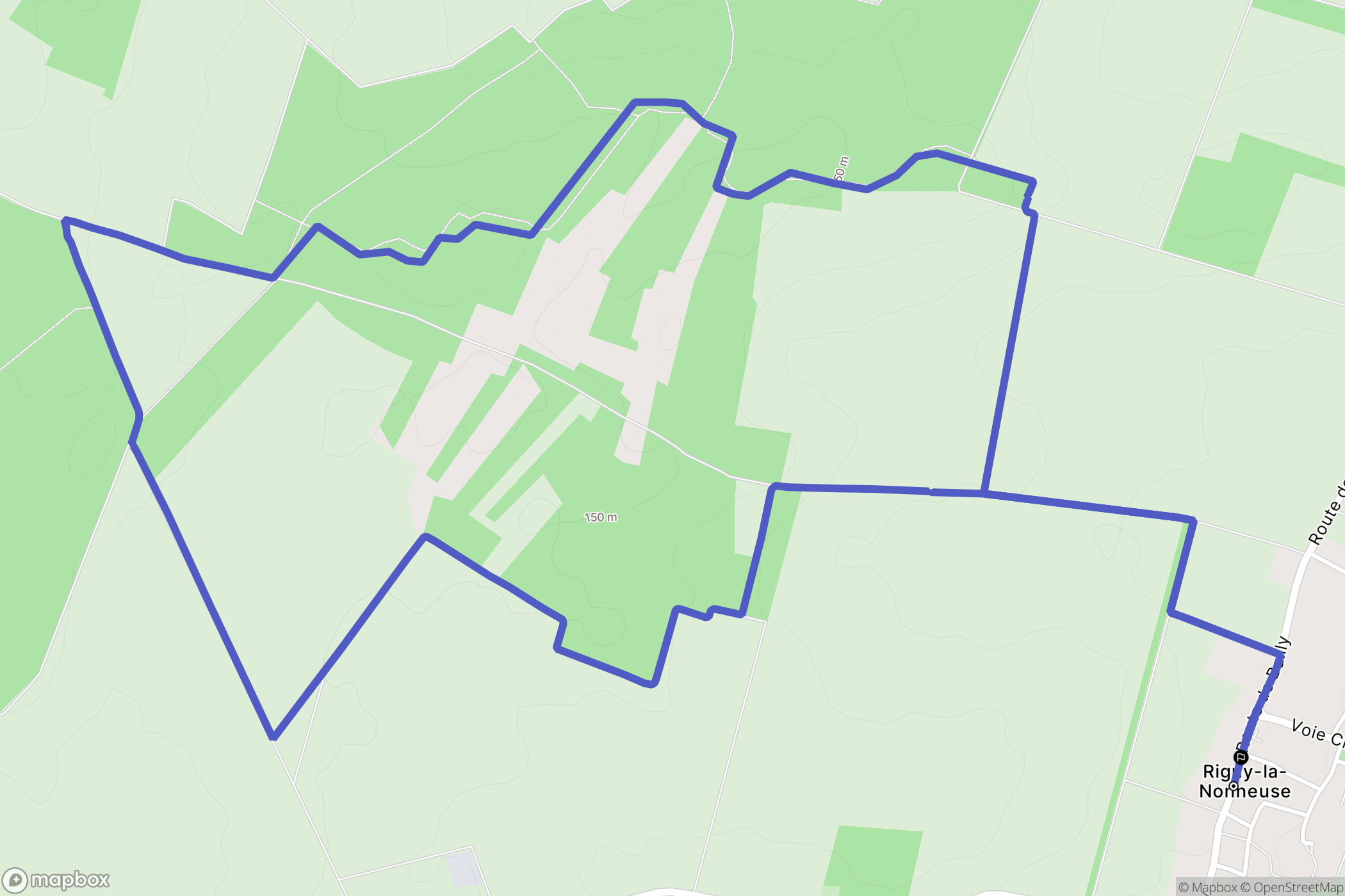 Rigny-la-Nonneuse : carte du parcours de randonnée - France