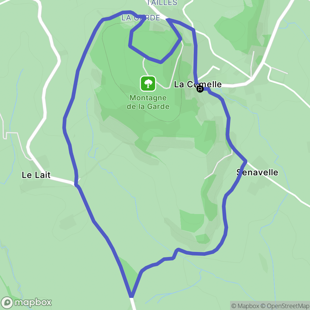 La Comelle : carte du parcours de randonnée - France