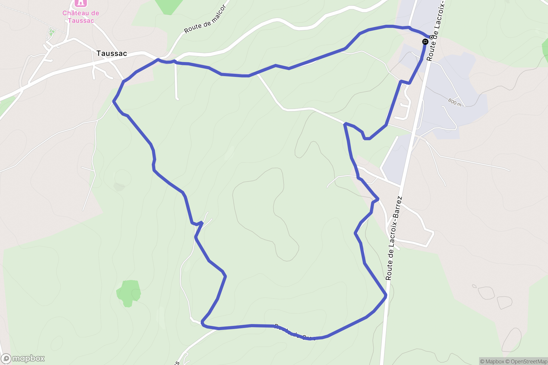 Taussac : carte du parcours de randonnée - France