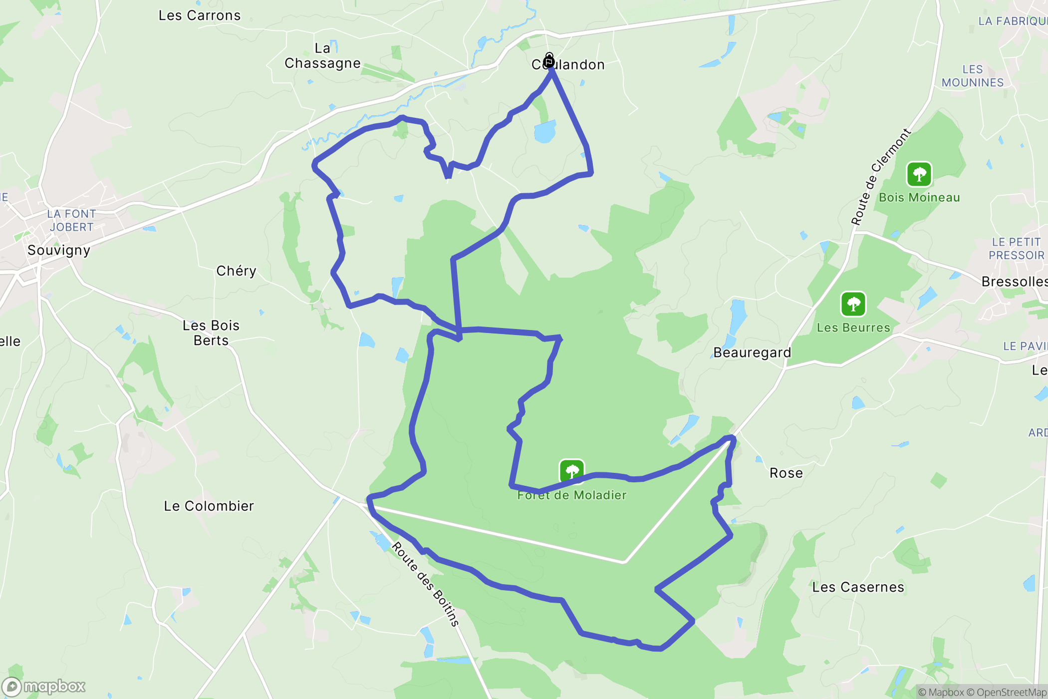Coulandon : carte du parcours de randonnée - France