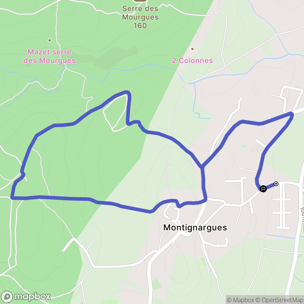 Montignargue : carte du parcours de randonnée - France