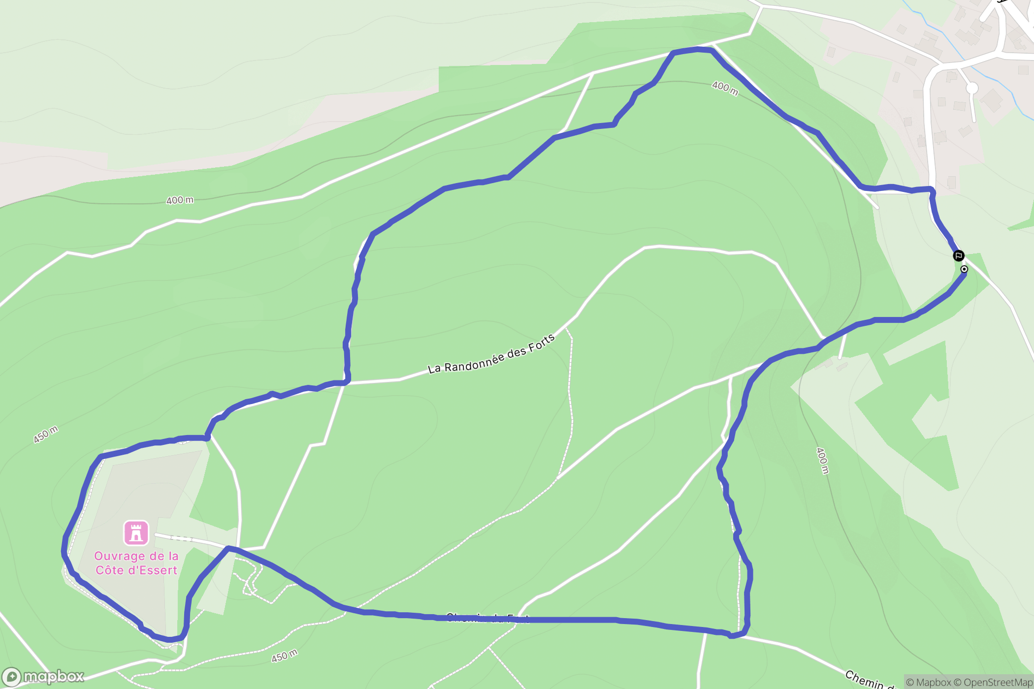 Essert : carte du parcours de randonnée - France