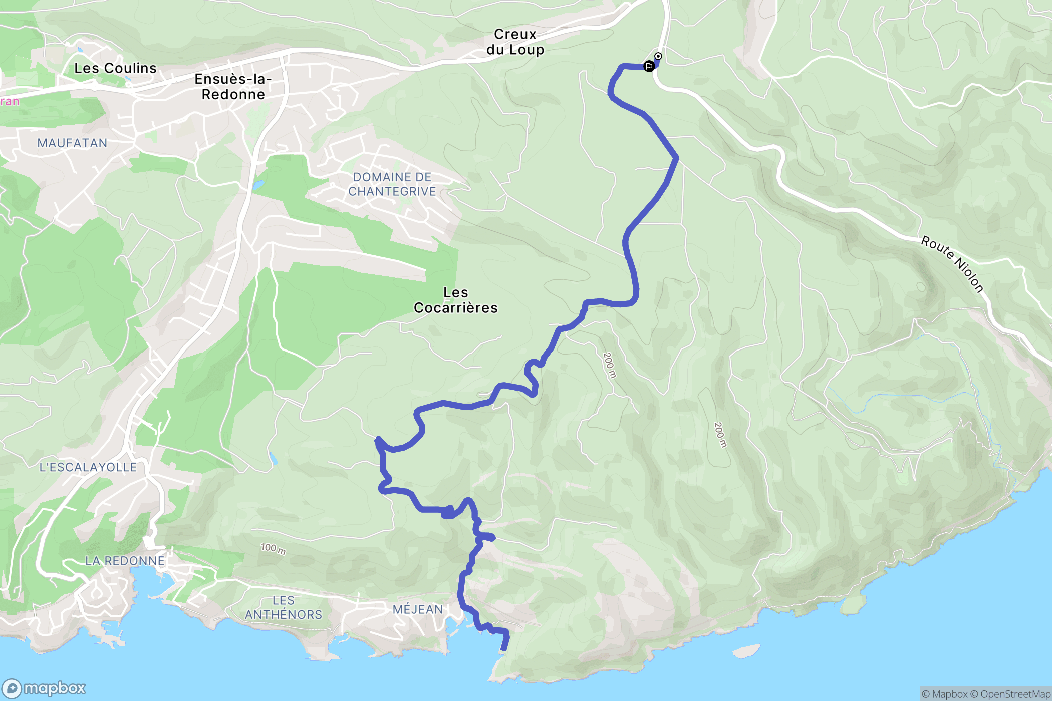 Le Rove : carte du parcours de randonnée - France