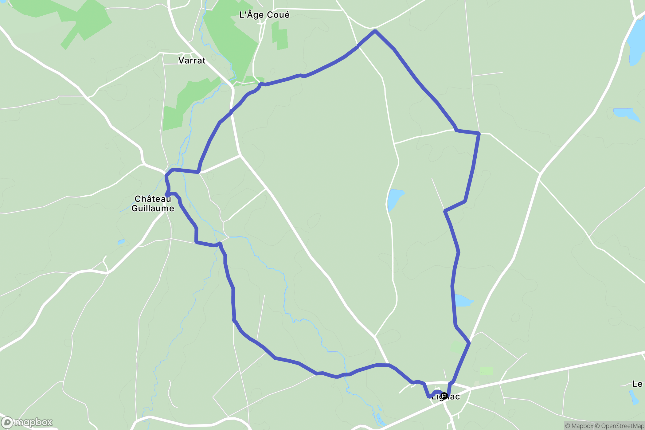 Lignac : carte du parcours de randonnée - France