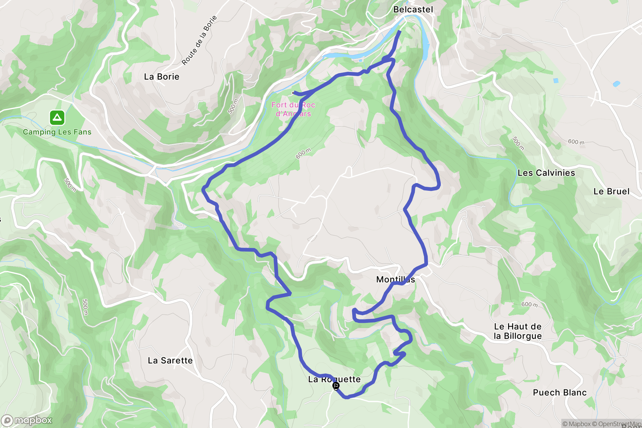 Colombies : carte du parcours de randonnée - France