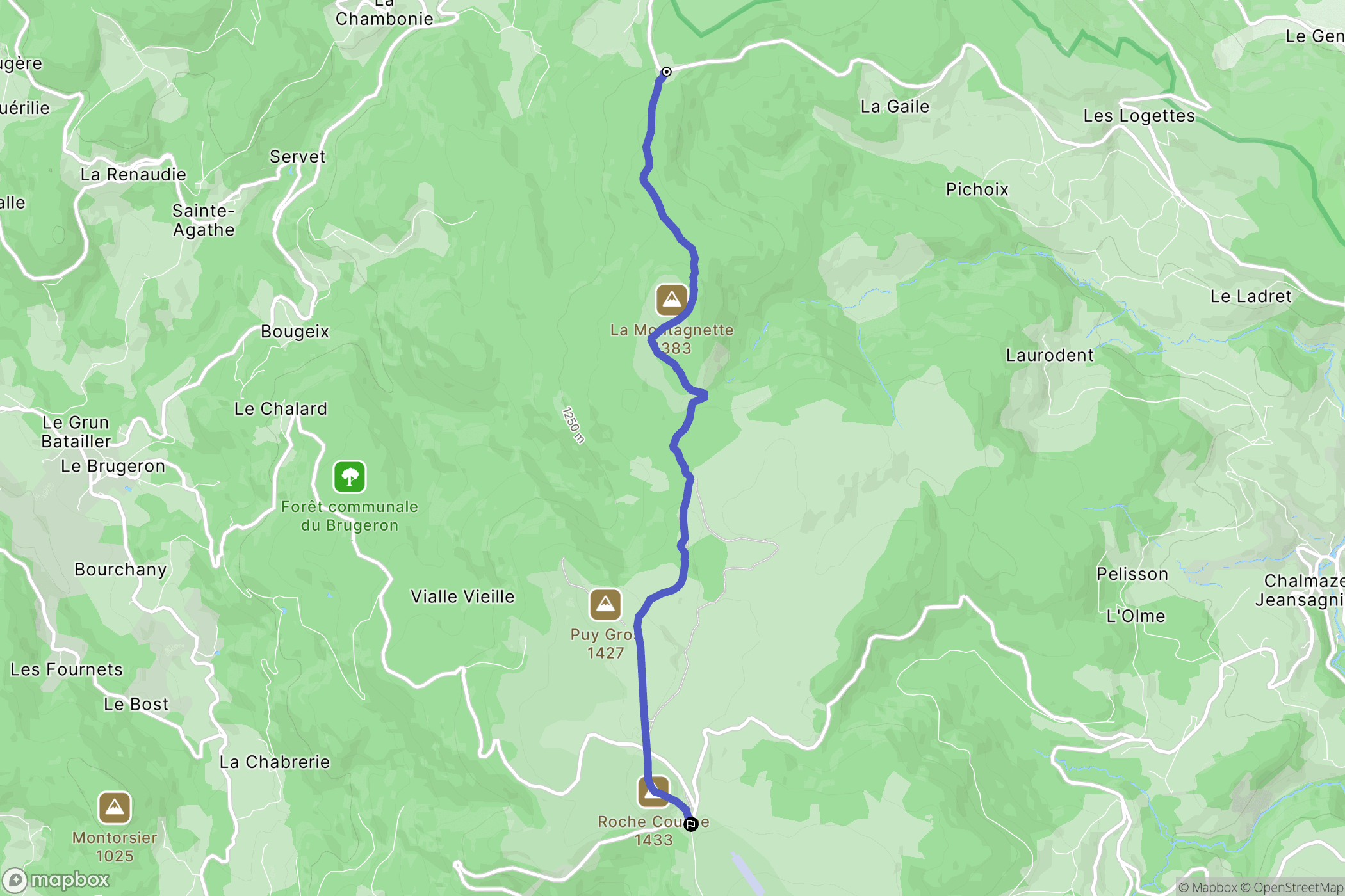 La Chambonie : carte du parcours de randonnée - France
