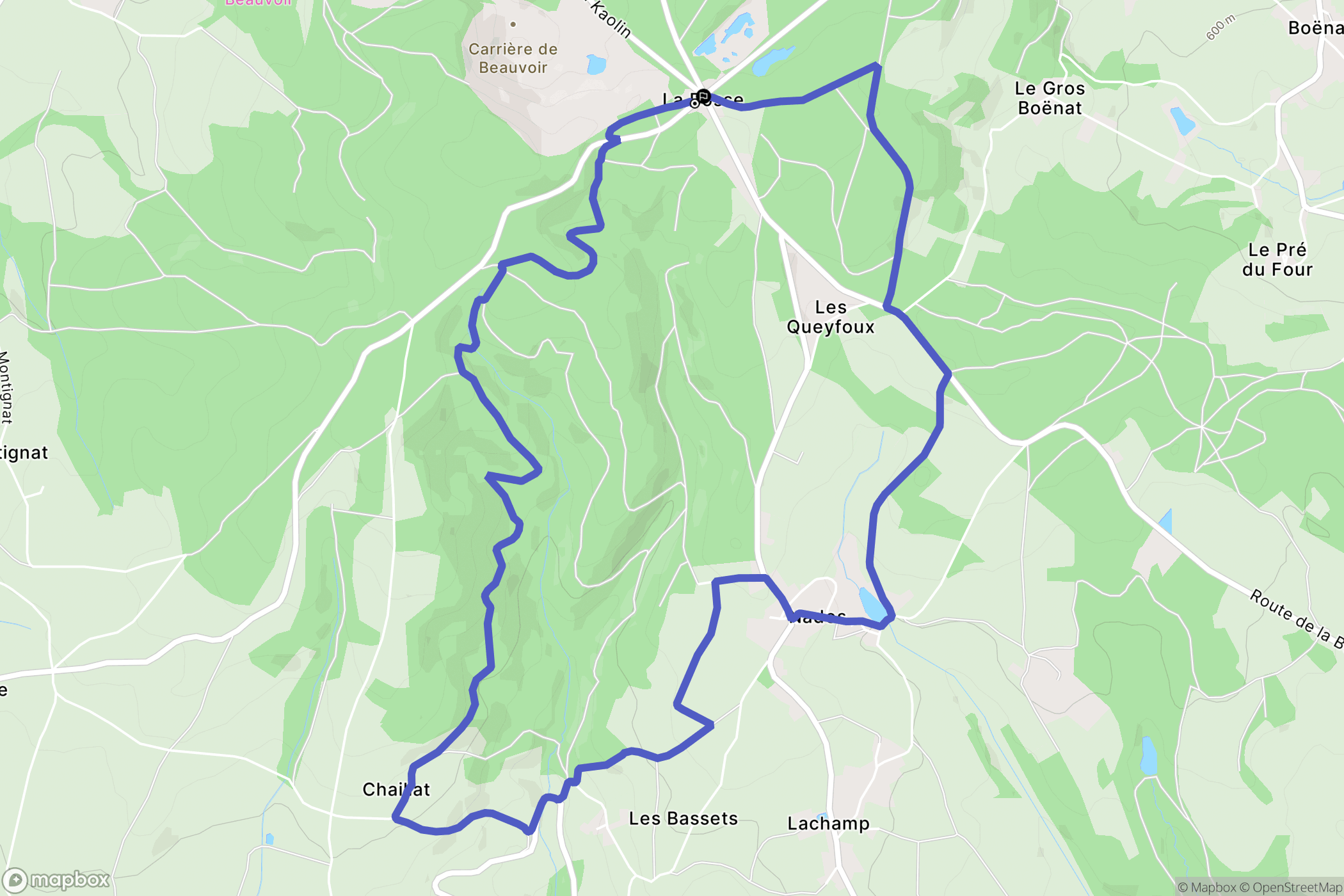 Échassières : carte du parcours de randonnée - France