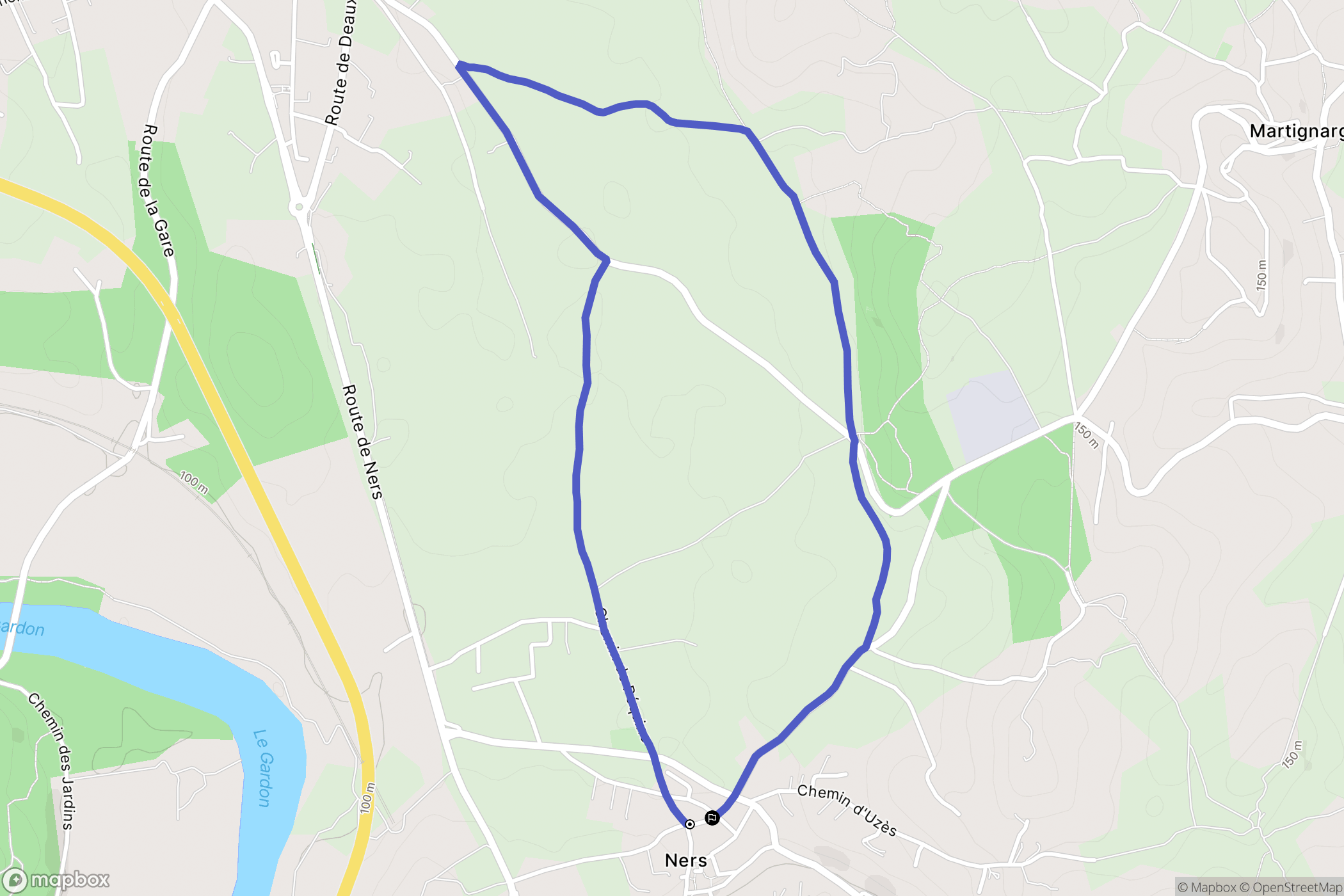 Ners : carte du parcours de randonnée - France