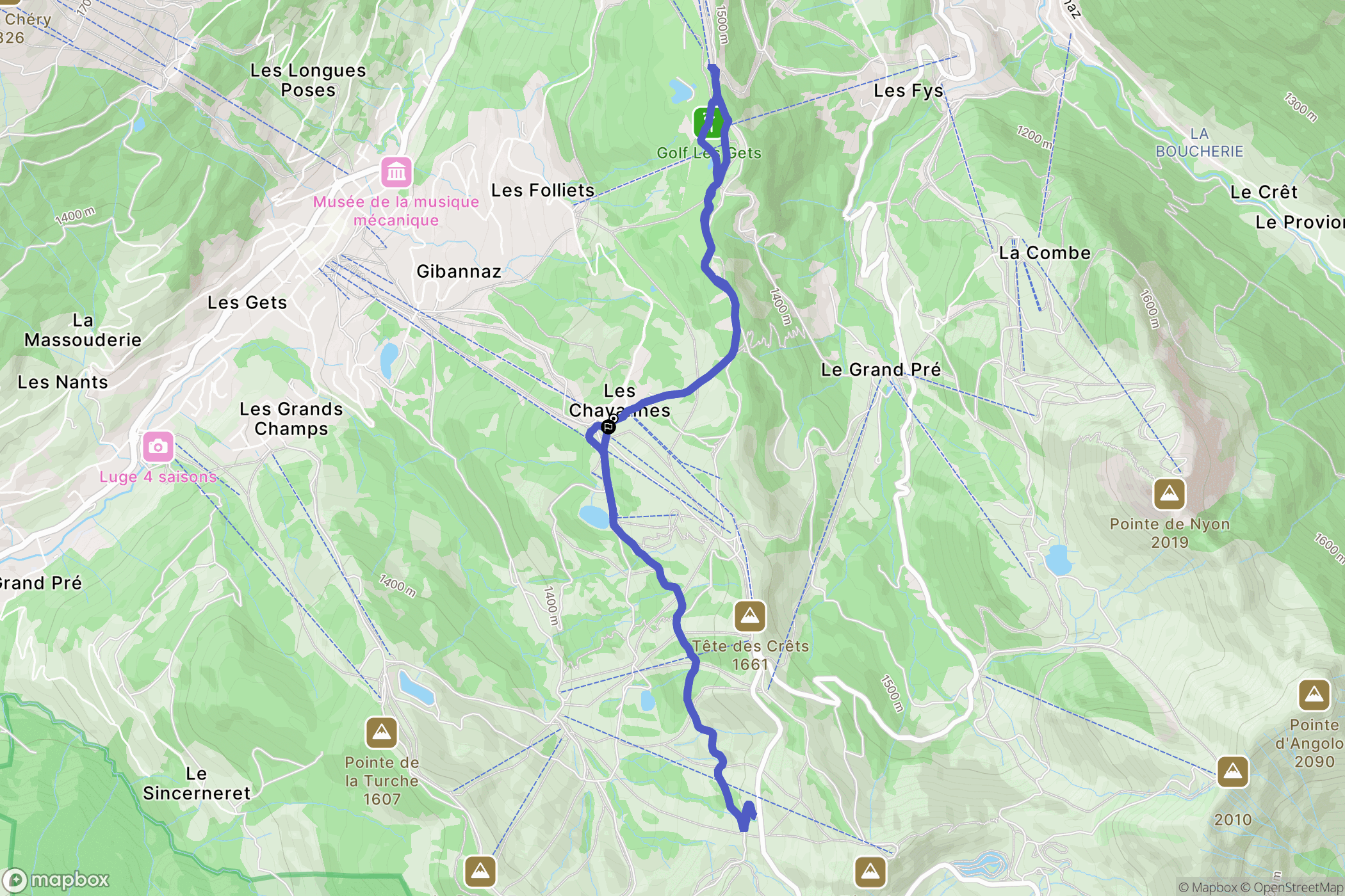 Les Gets : carte du parcours de randonnée - France