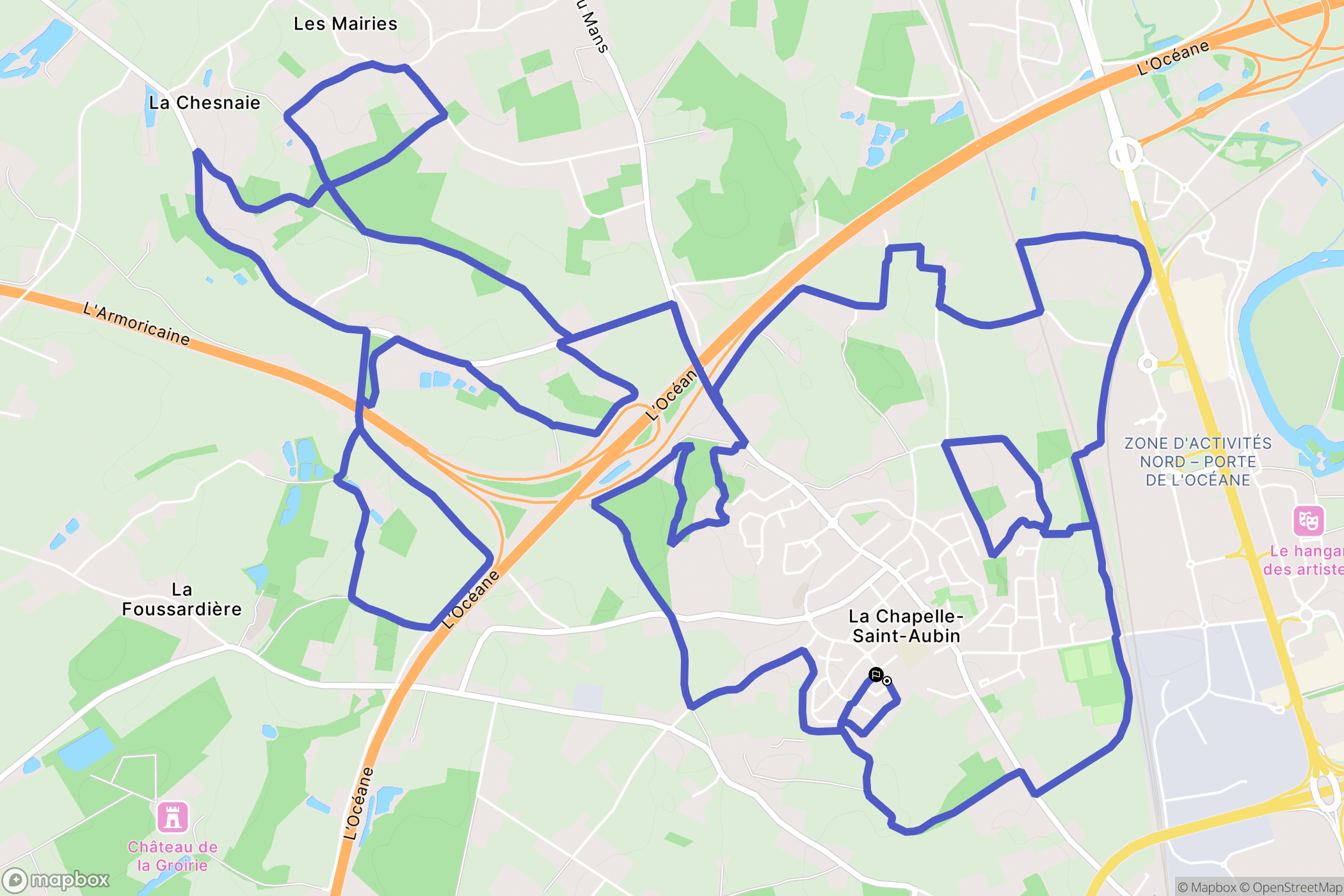 La Chapelle-Saint-Aubin : carte du parcours de randonnée - France