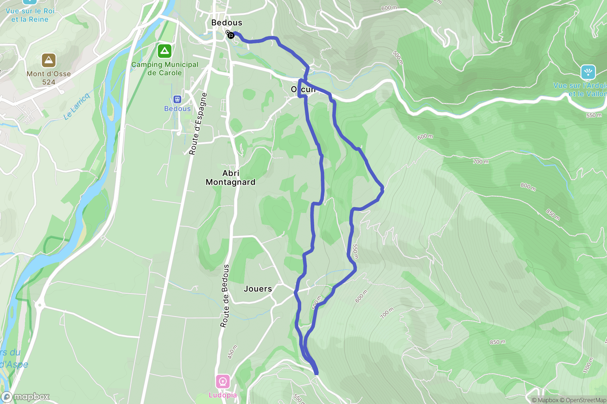Bedous : carte du parcours de randonnée - France