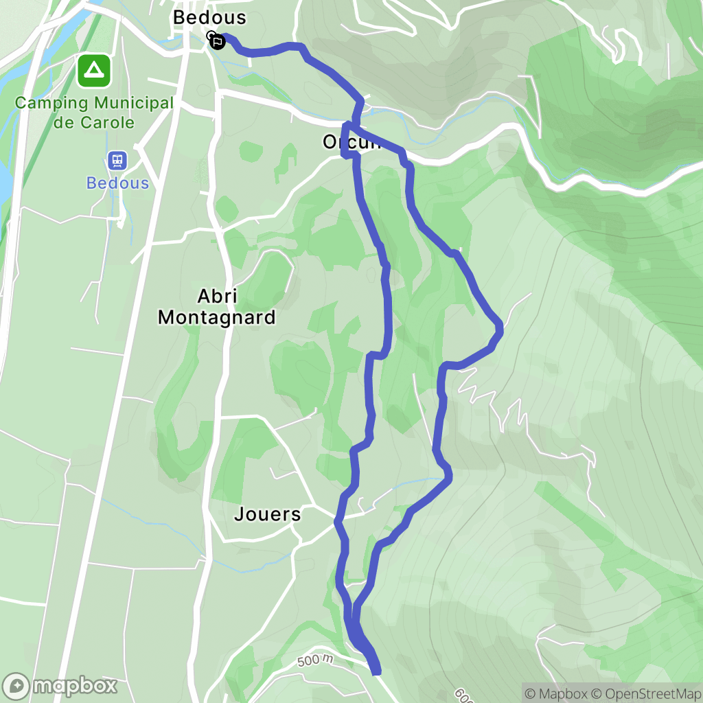 Bedous : carte du parcours de randonnée - France
