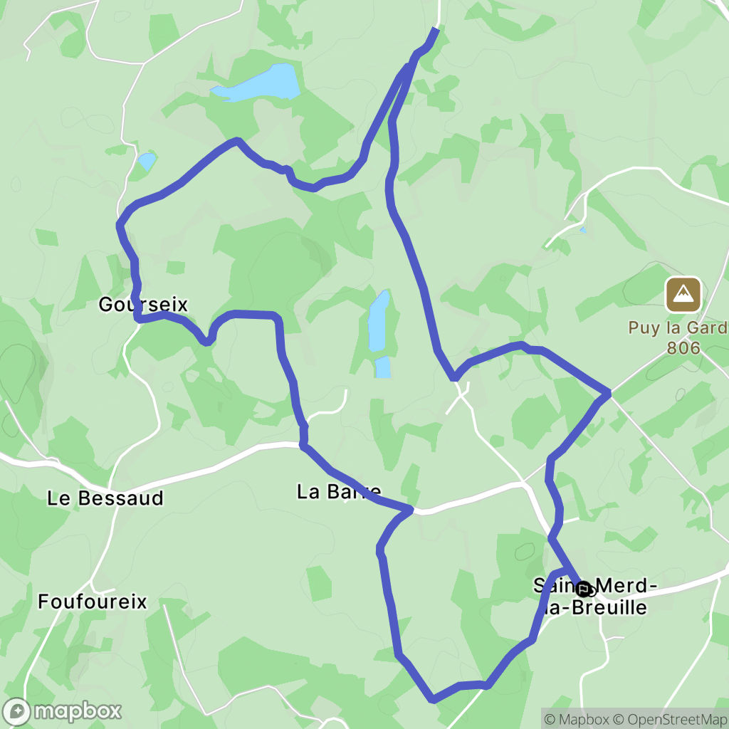 Saint-Merd-la-Breuille : carte du parcours de randonnée - France