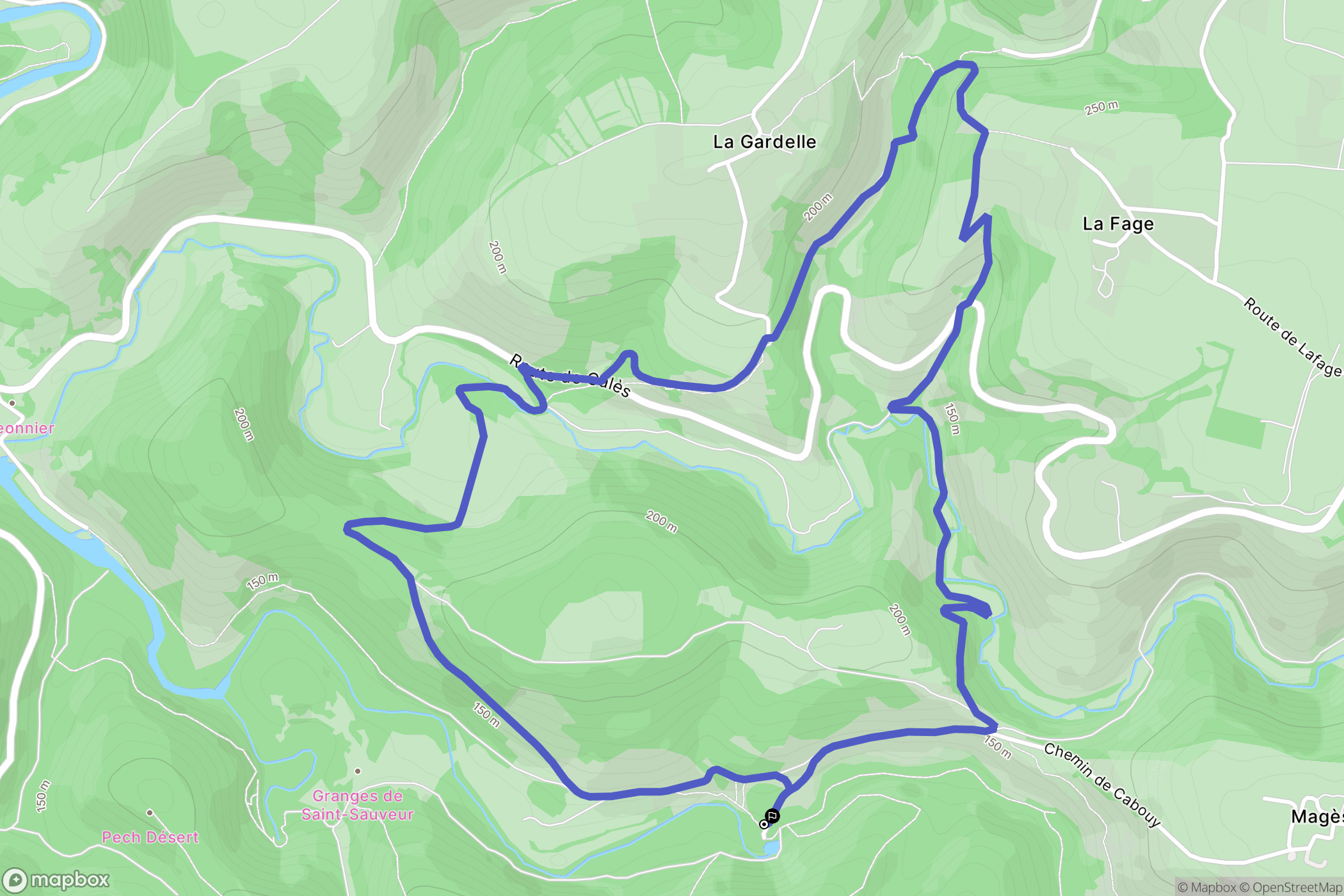 Rocamadour : carte du parcours de randonnée - France