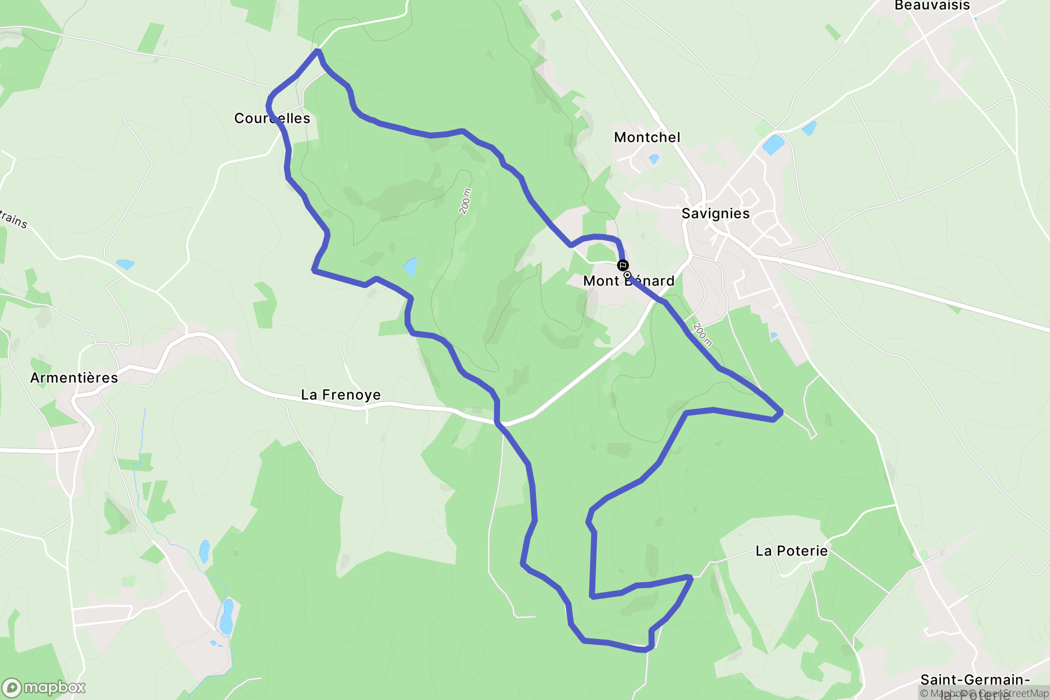Savignies : carte du parcours de randonnée - France
