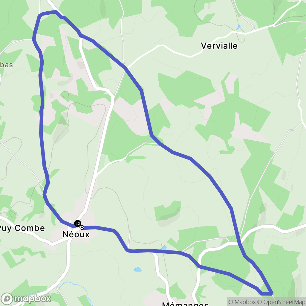 Néoux : carte du parcours de randonnée - France