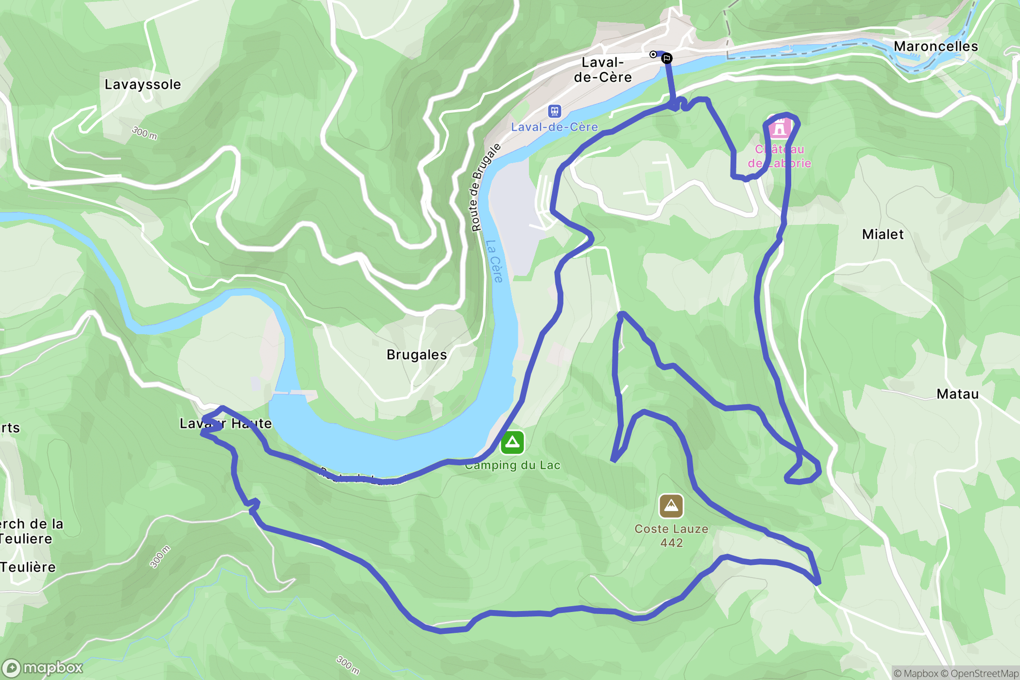 Laval-de-Cère : carte du parcours de randonnée - France
