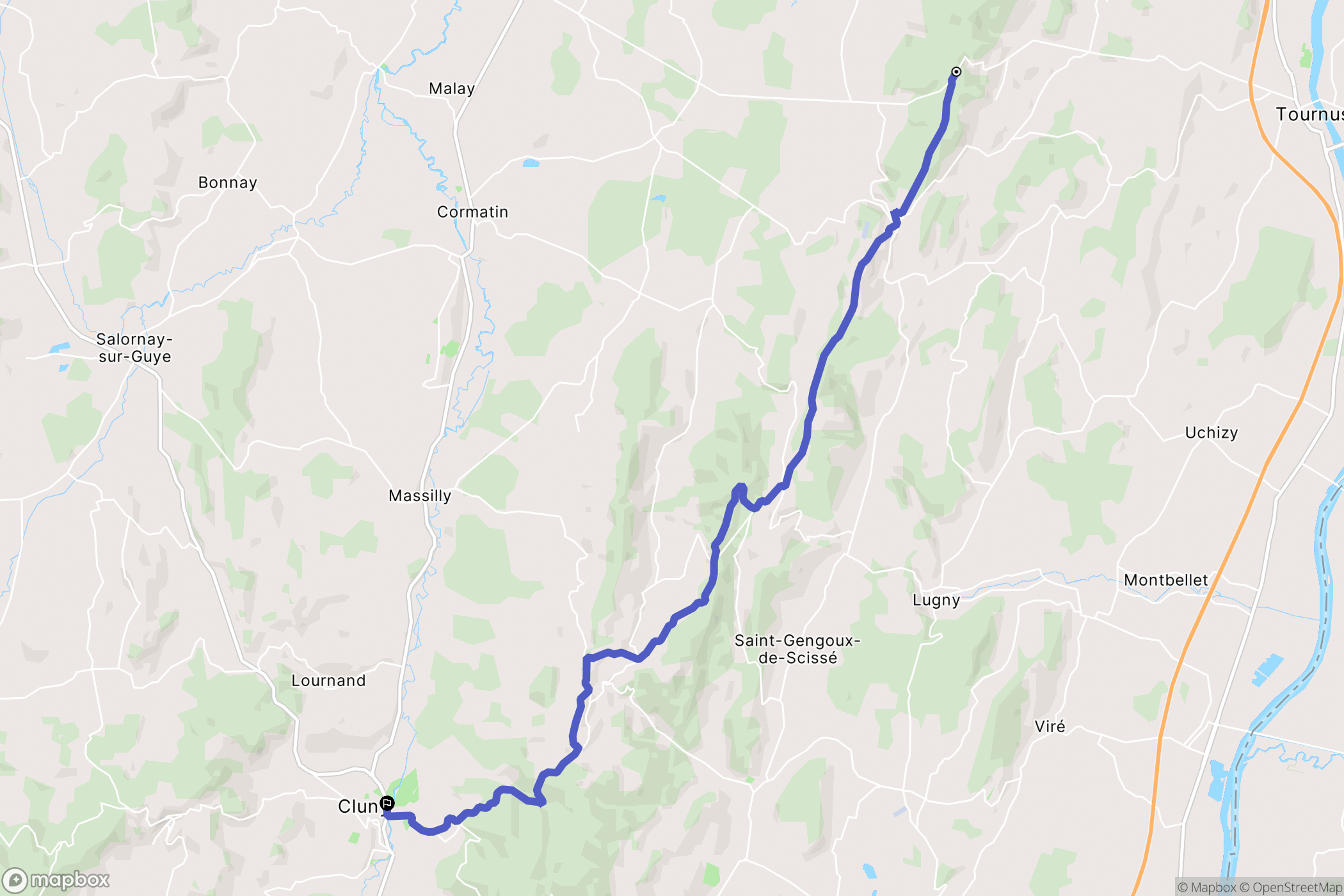 Mancey : carte du parcours de randonnée - France