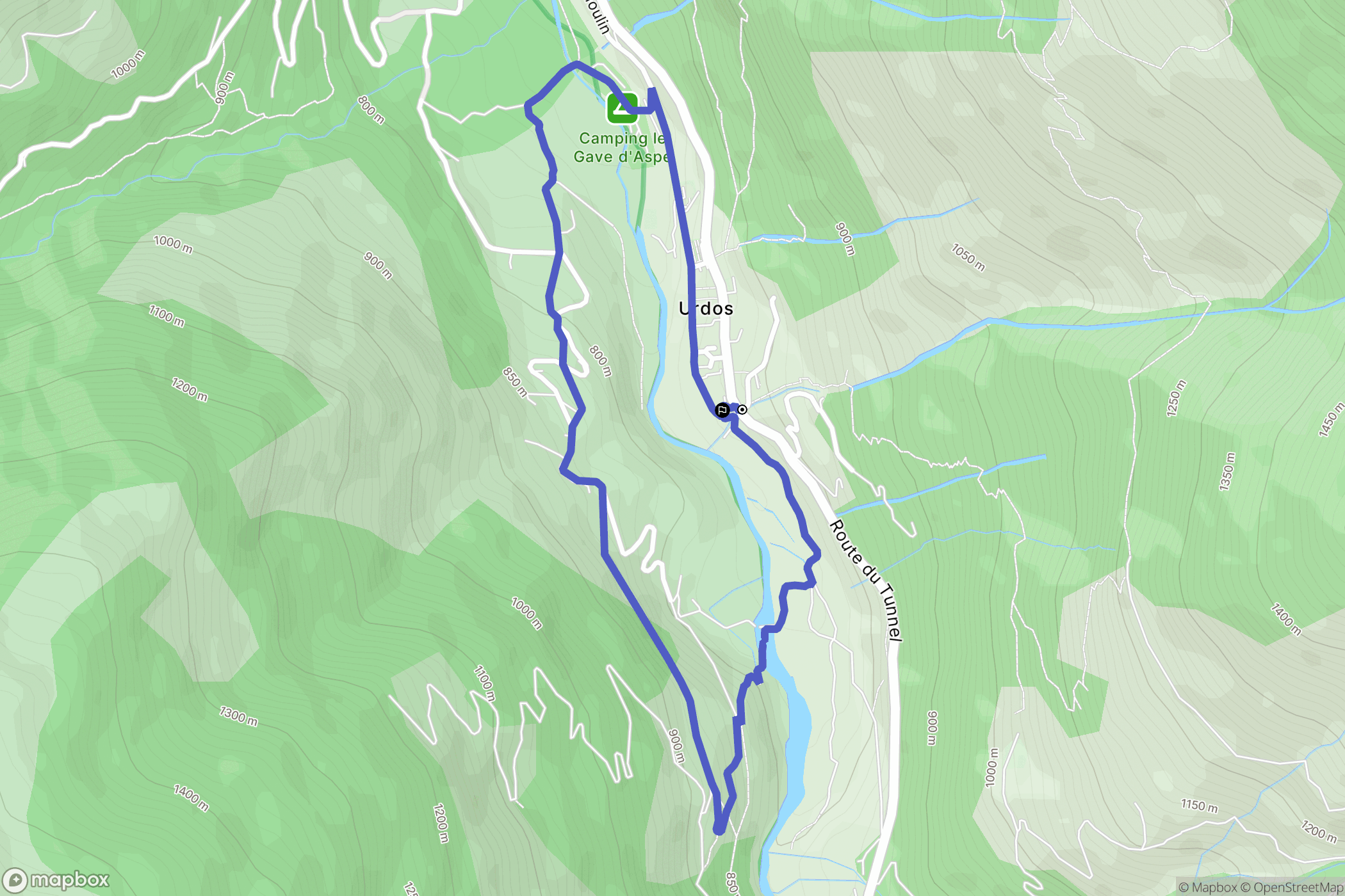 Urdos : carte du parcours de randonnée - France