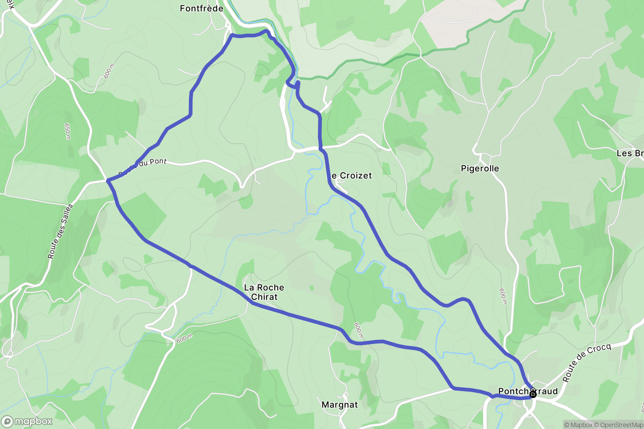 Pontcharraud : carte du parcours de randonnée - France