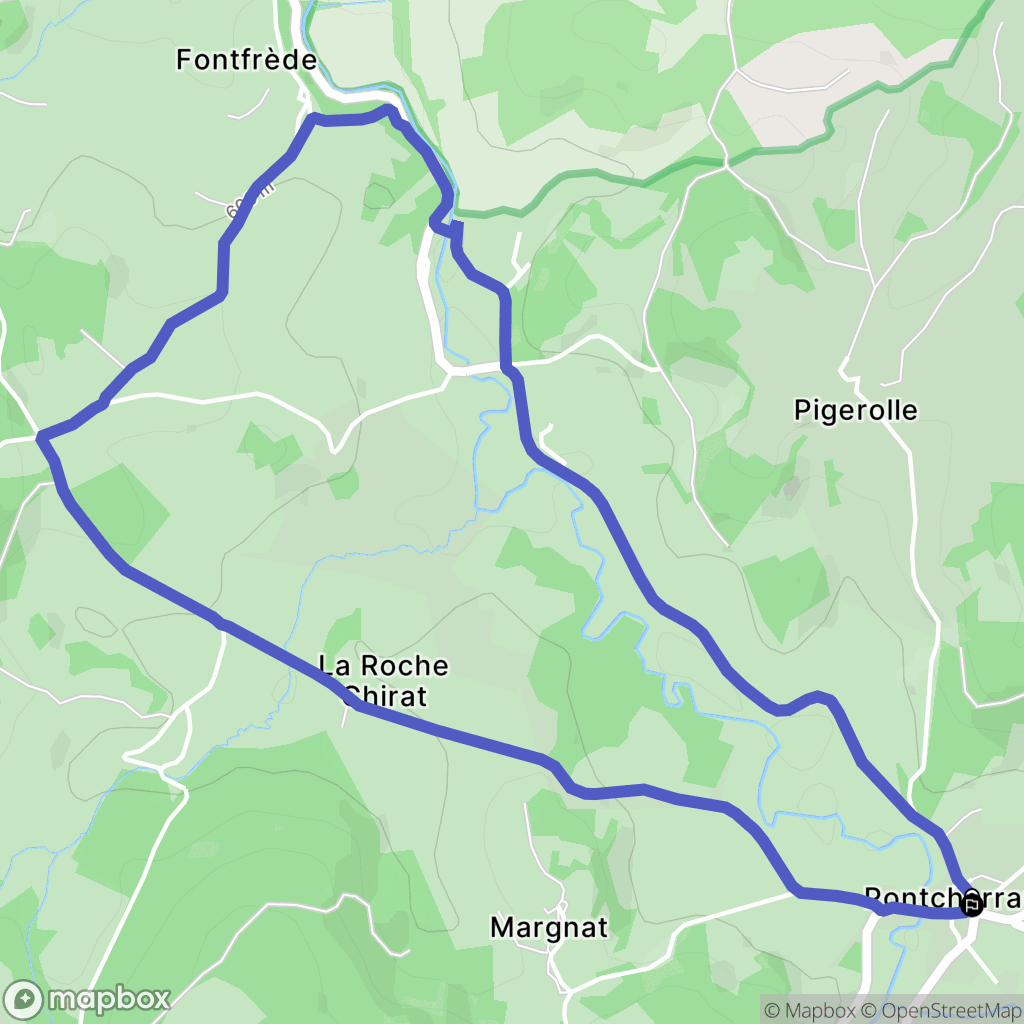 Pontcharraud : carte du parcours de randonnée - France
