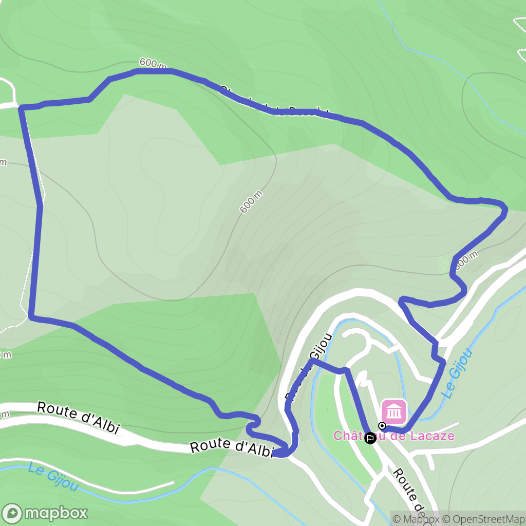 Lacaze : carte du parcours de randonnée - France