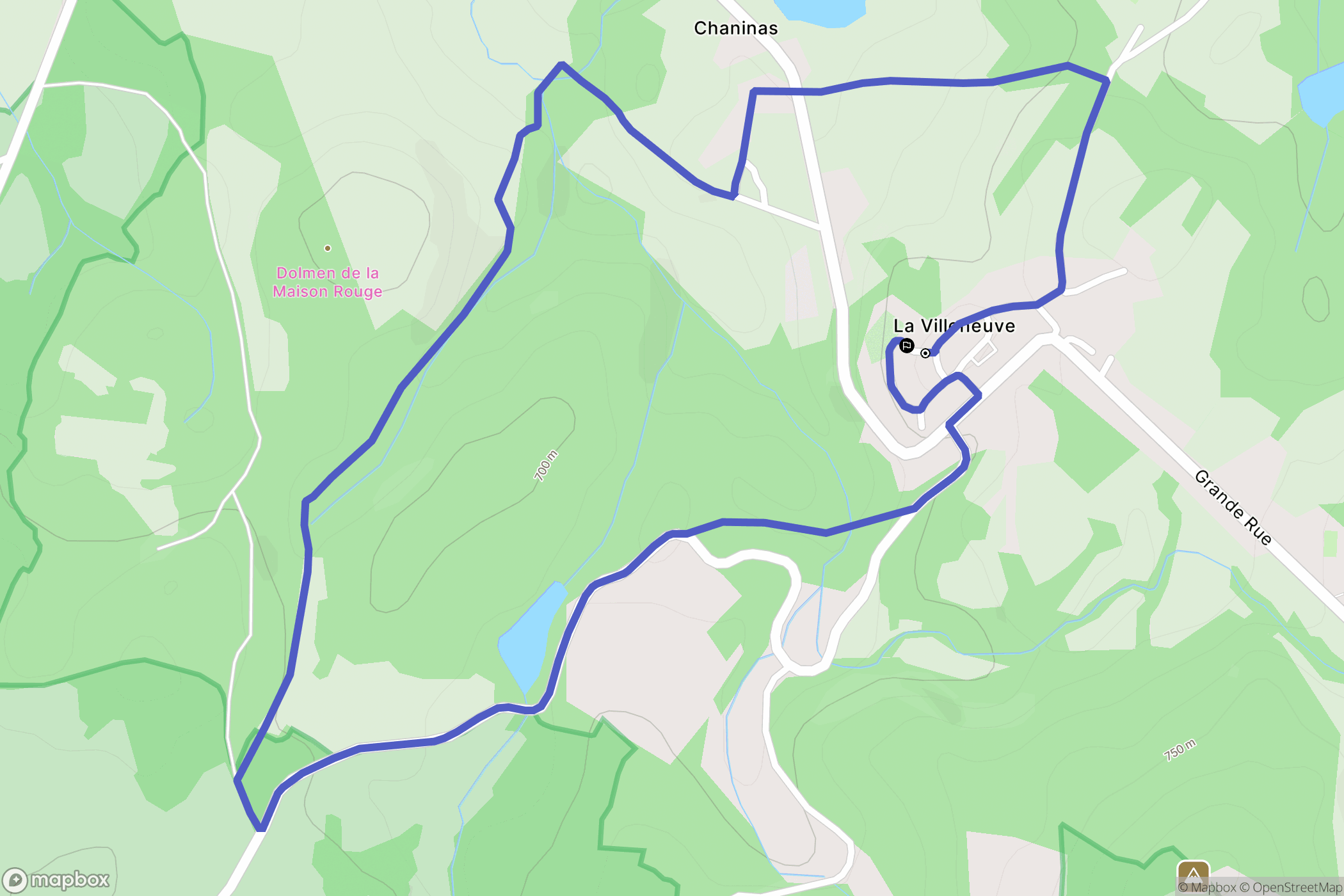La Villeneuve : carte du parcours de randonnée - France