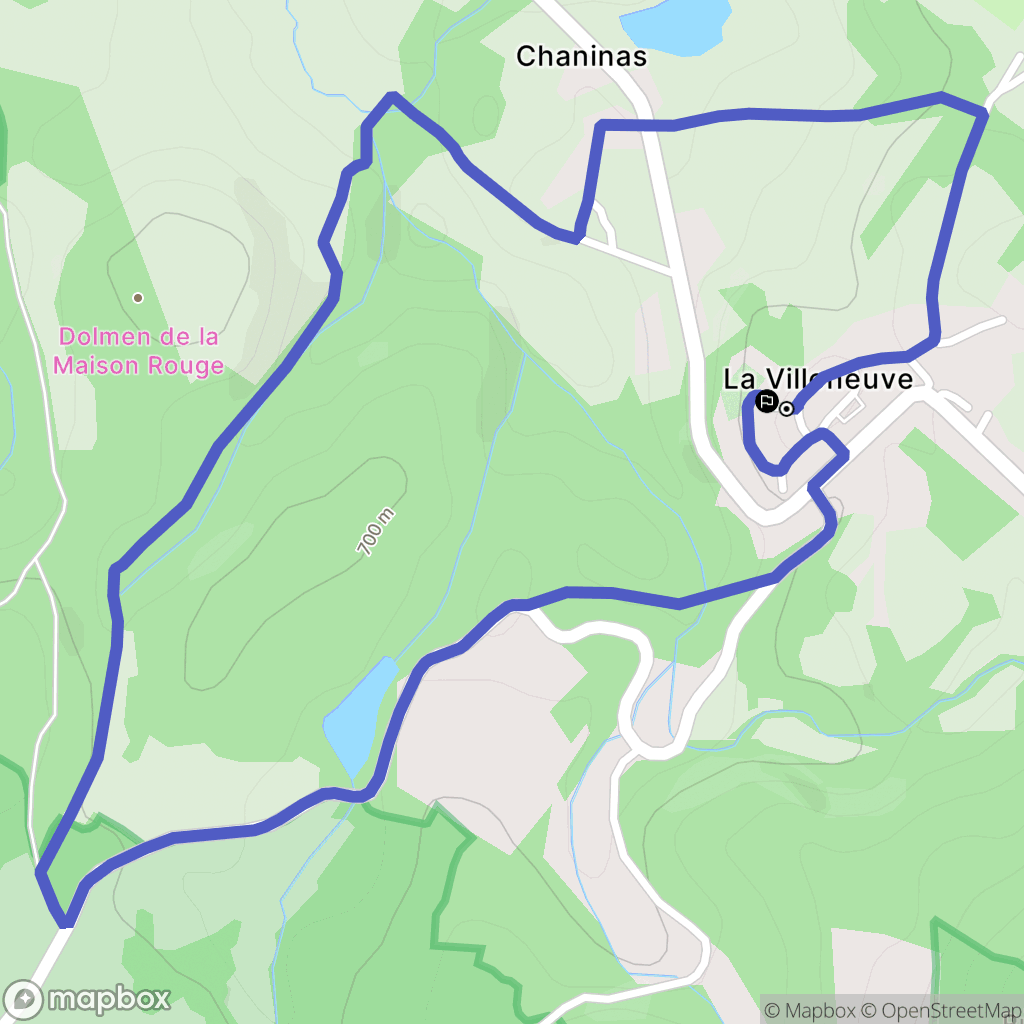 La Villeneuve : carte du parcours de randonnée - France