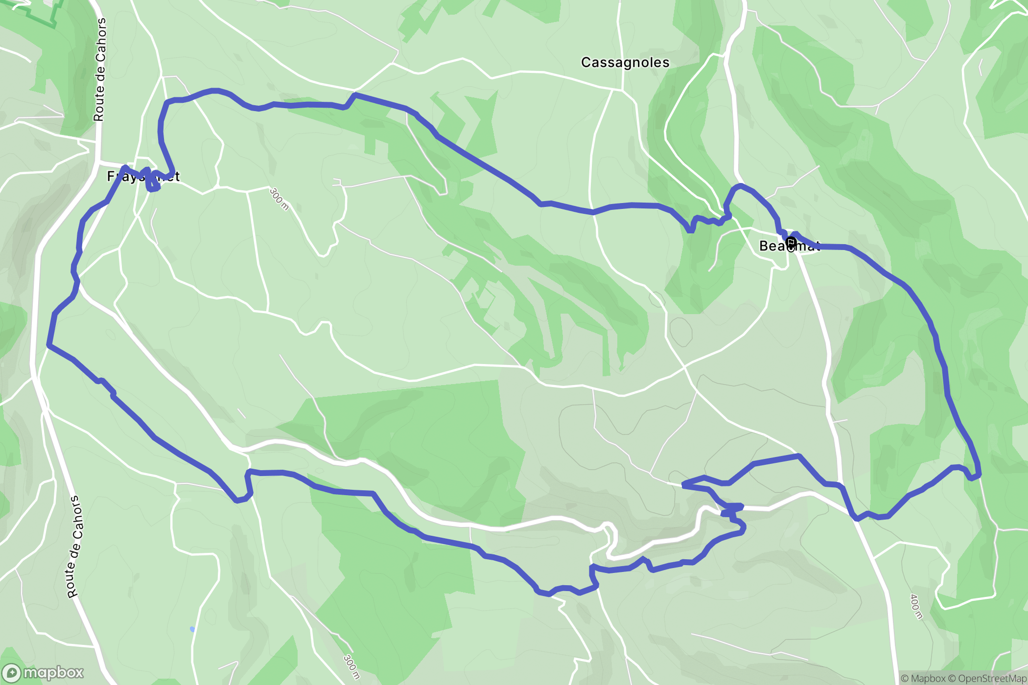 Cœur-de-Causse : carte du parcours de randonnée - France