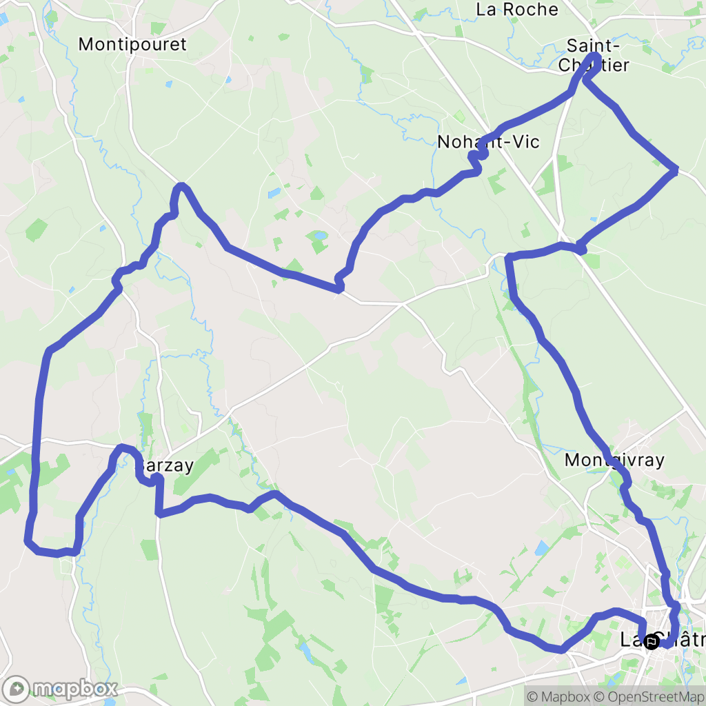 La Châtre : carte du parcours de randonnée - France