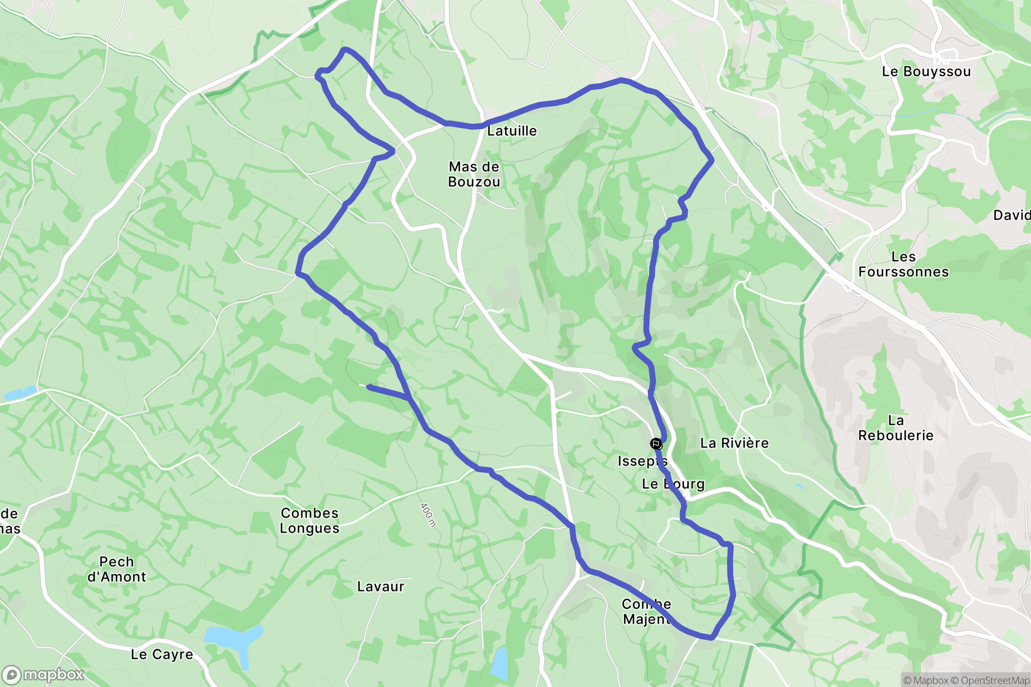 Issepts : carte du parcours de randonnée - France