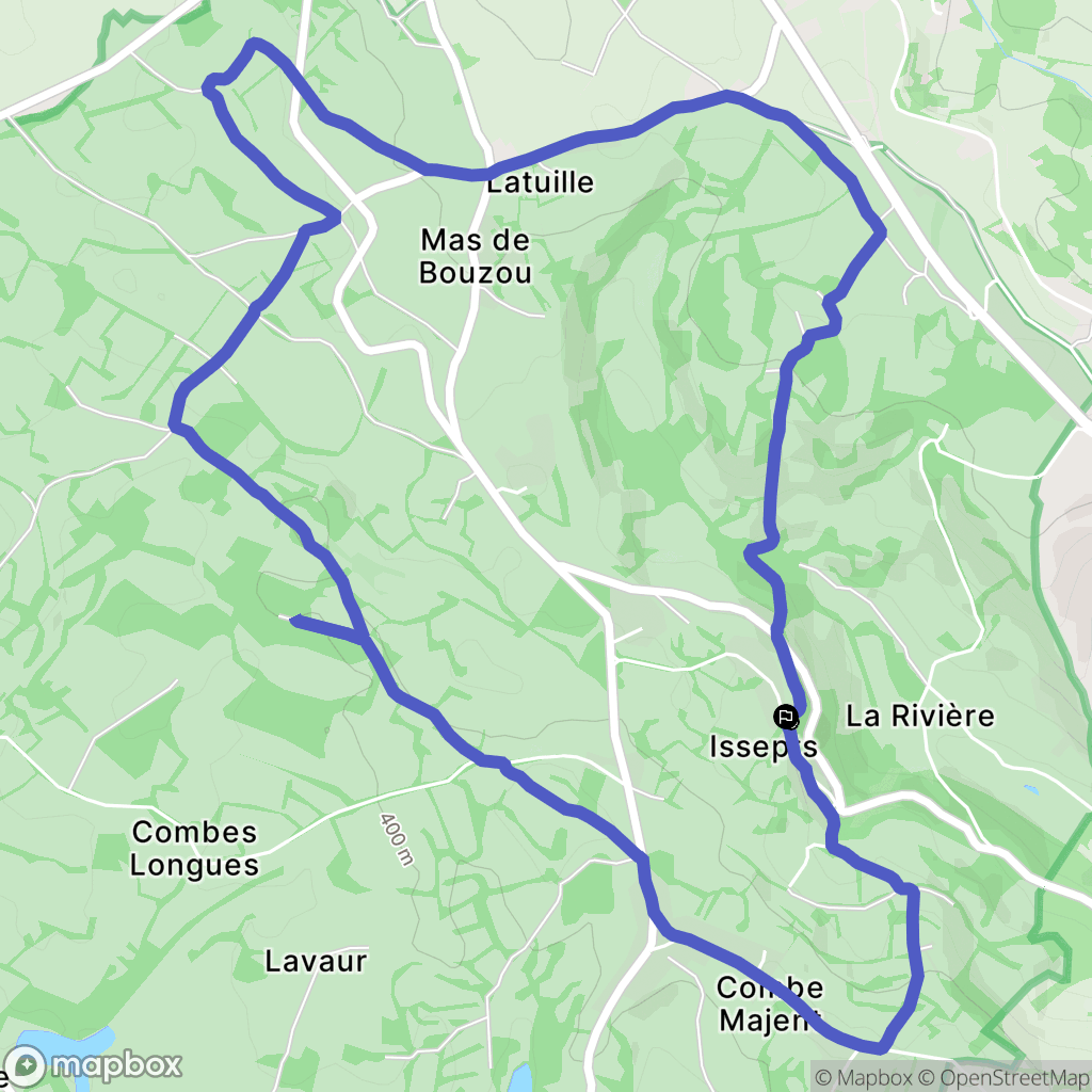 Issepts : carte du parcours de randonnée - France
