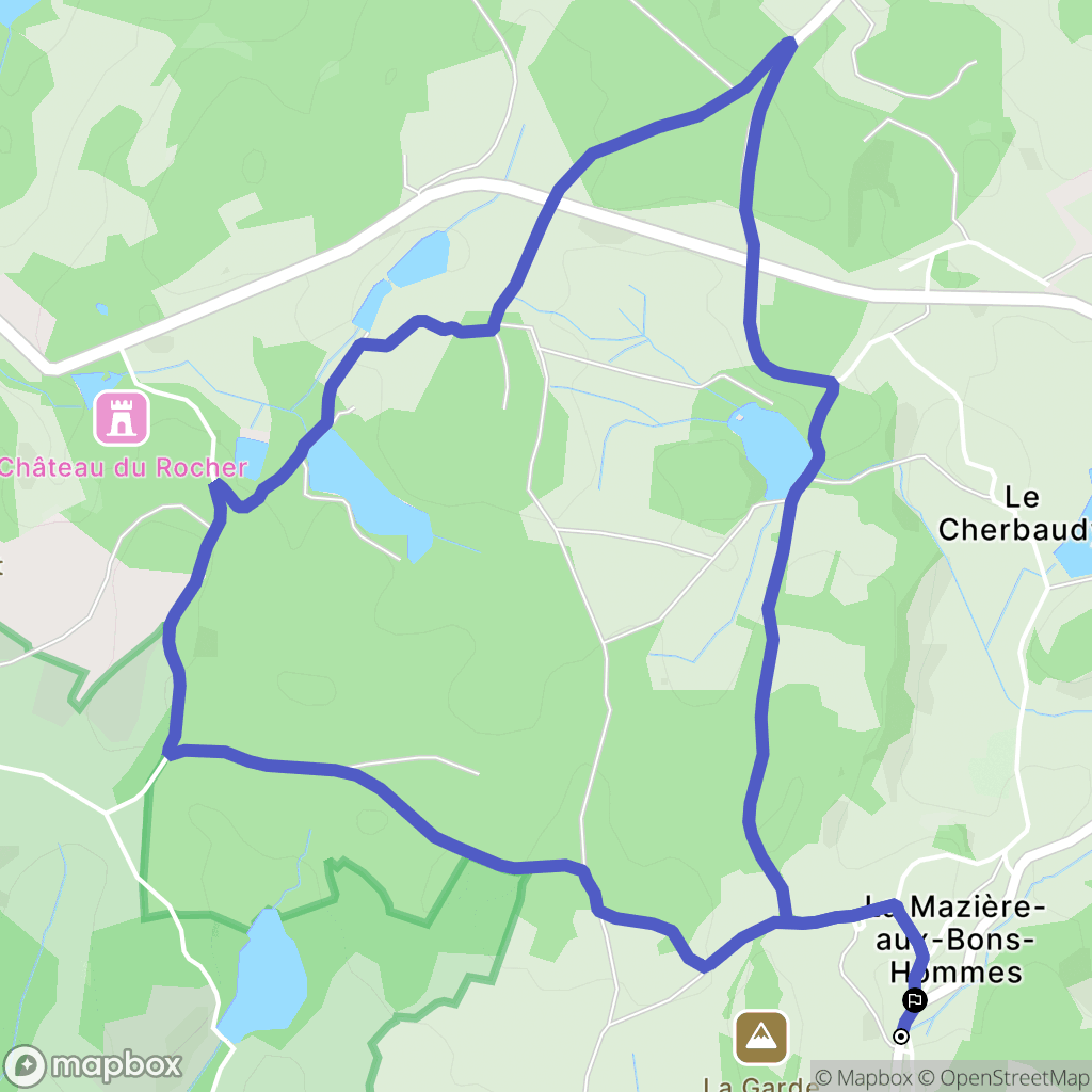 La Mazière-aux-Bons-Hommes : carte du parcours de randonnée - France