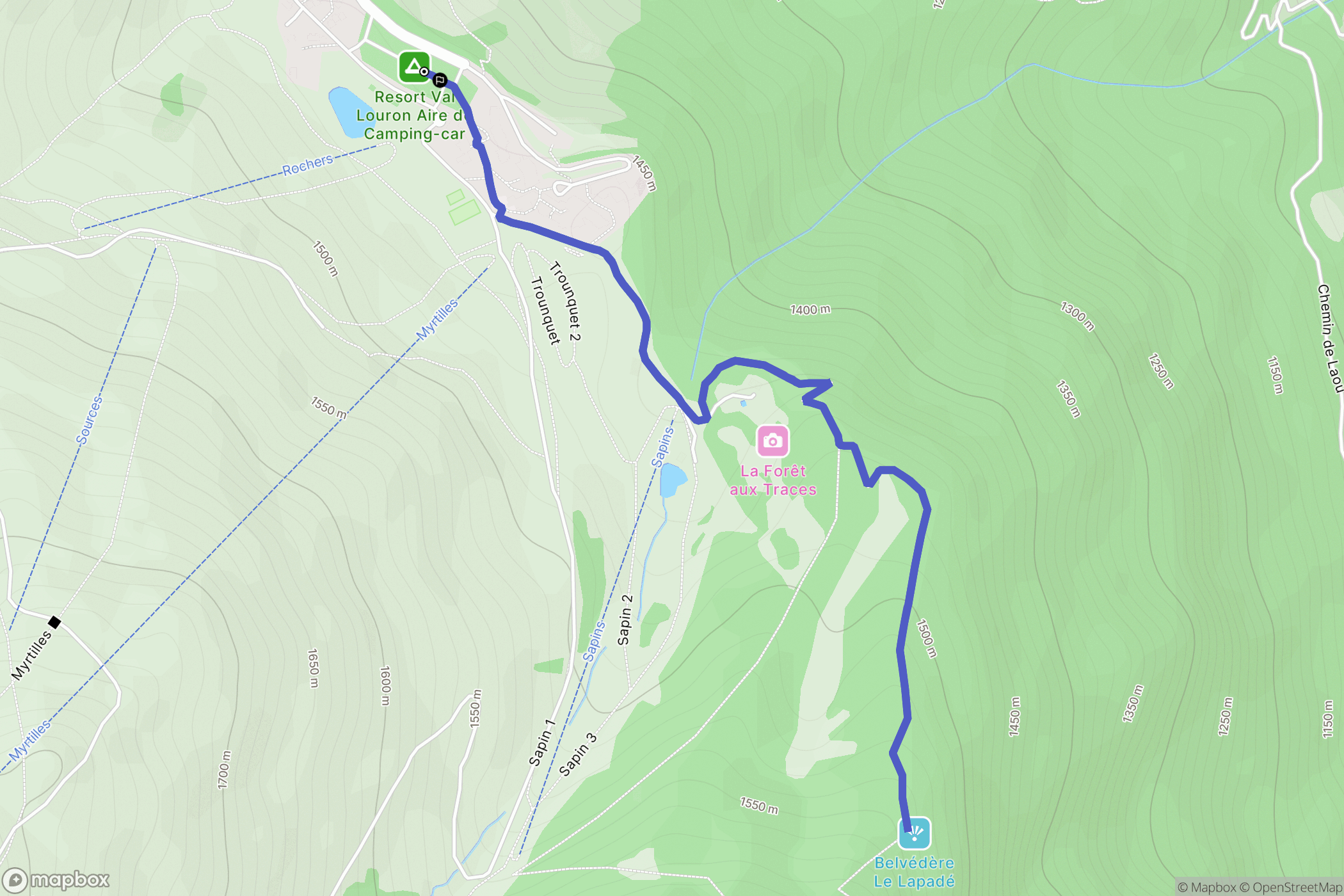Val Louron : carte du parcours de randonnée - France