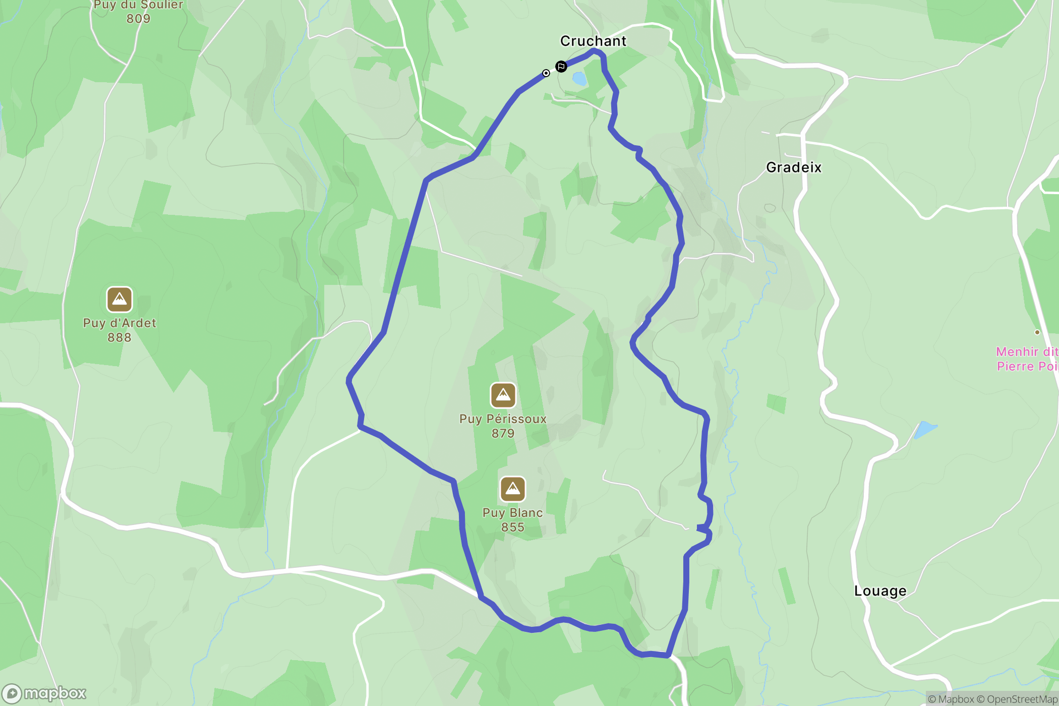 Gioux : carte du parcours de randonnée - France