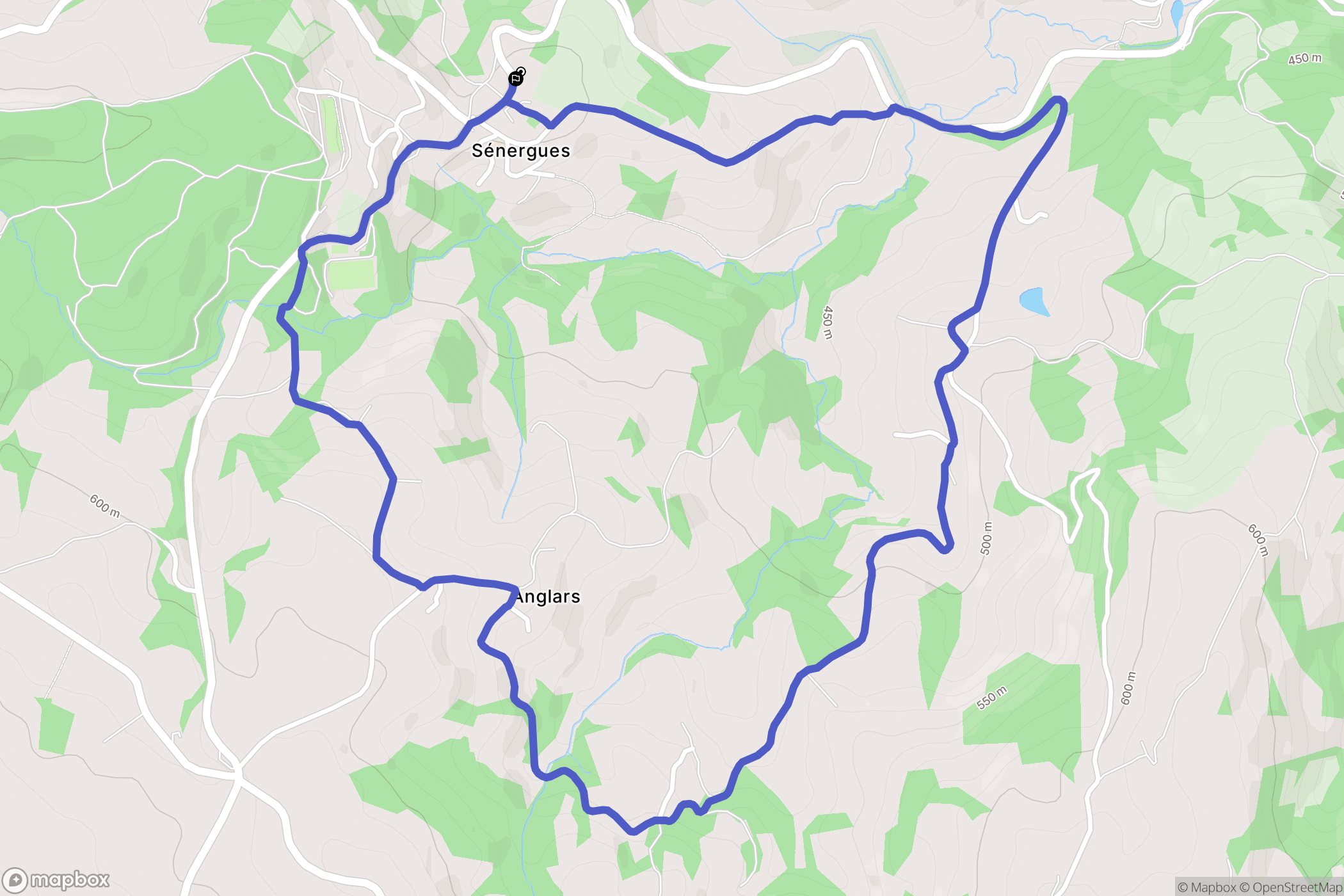 Senergues : carte du parcours de randonnée - France