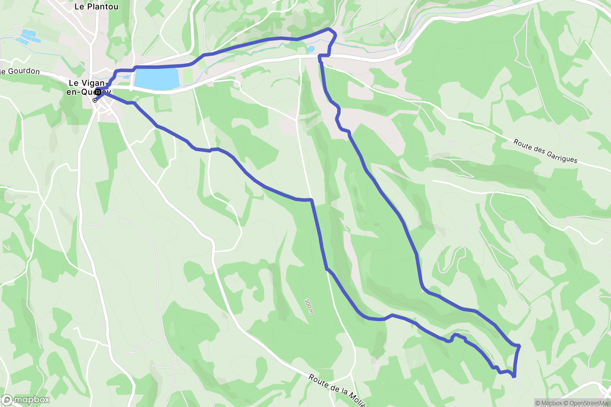 Le Vigan : carte du parcours de randonnée - France