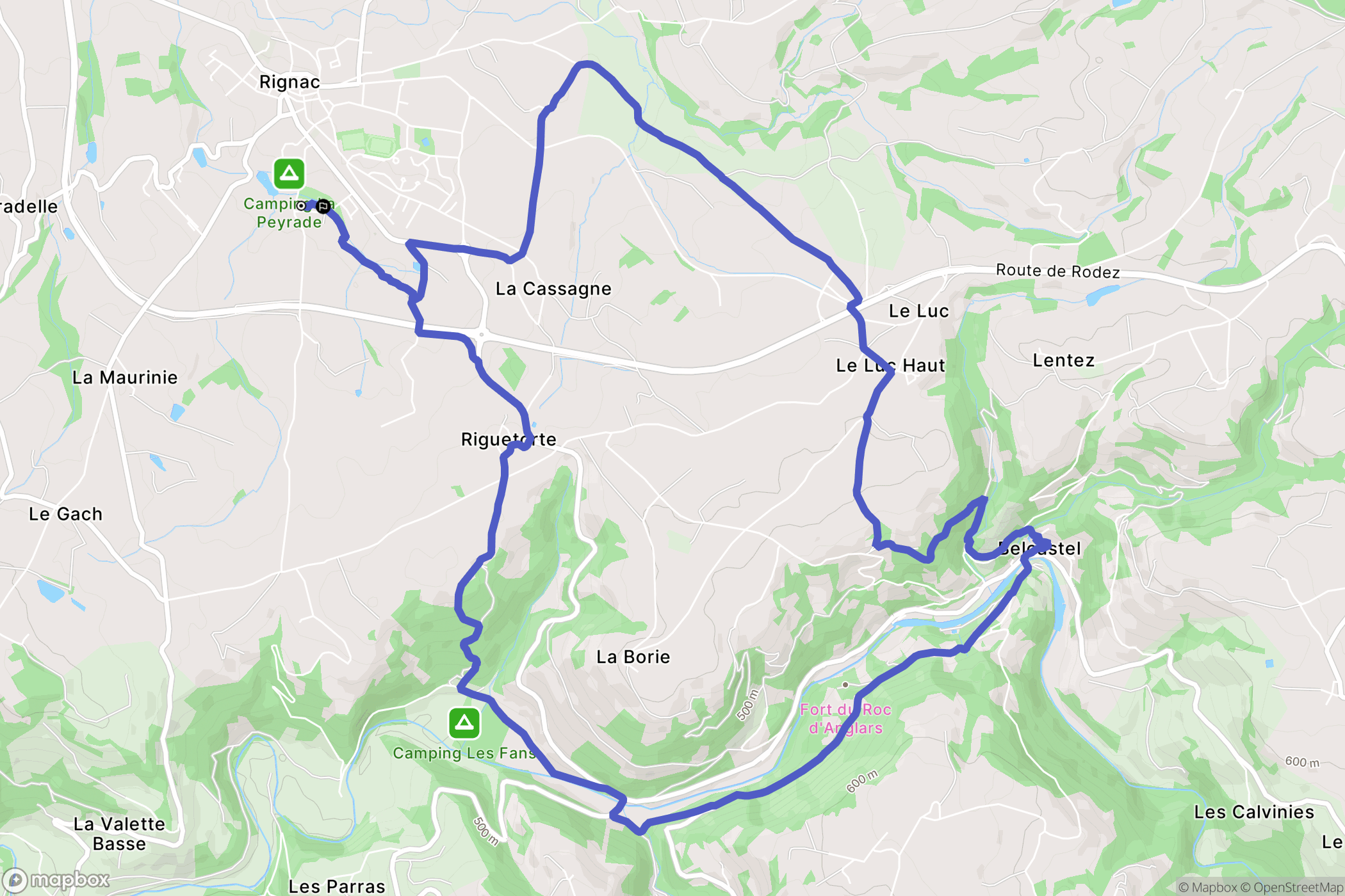 Rignac : carte du parcours de randonnée - France