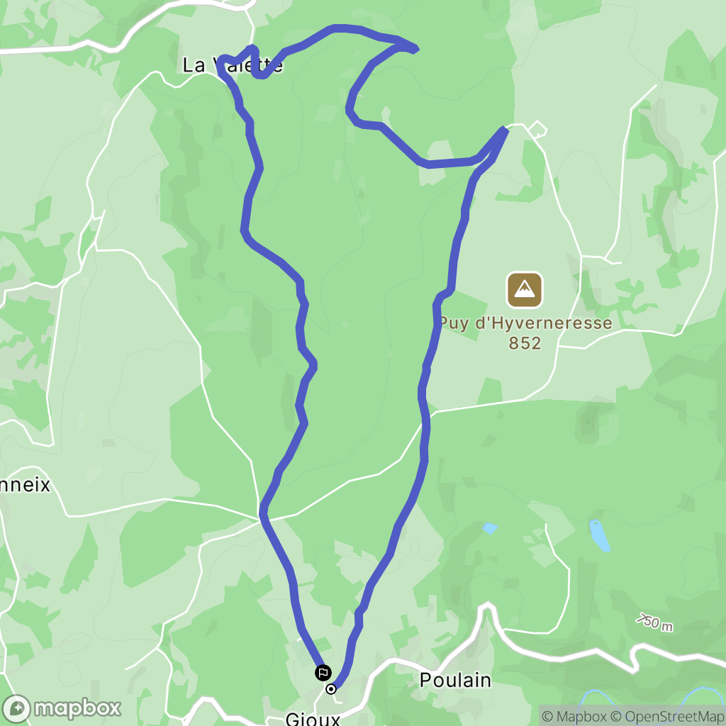 Gioux : carte du parcours de randonnée - France