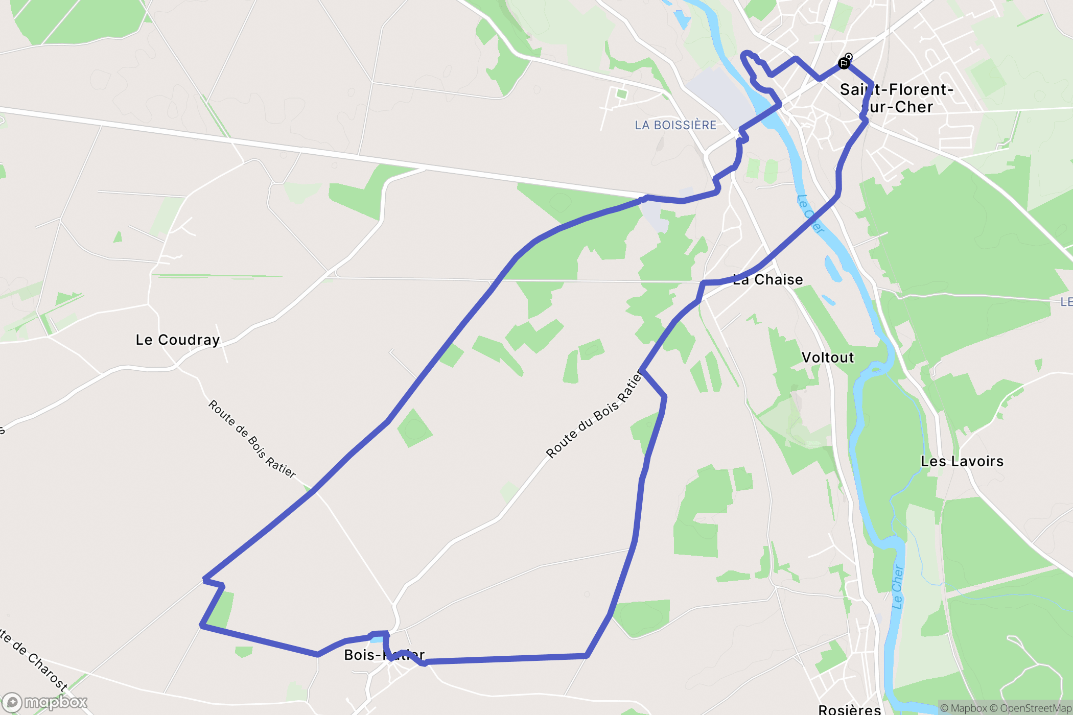 Saint-Florent-sur-Cher : carte du parcours de randonnée - France